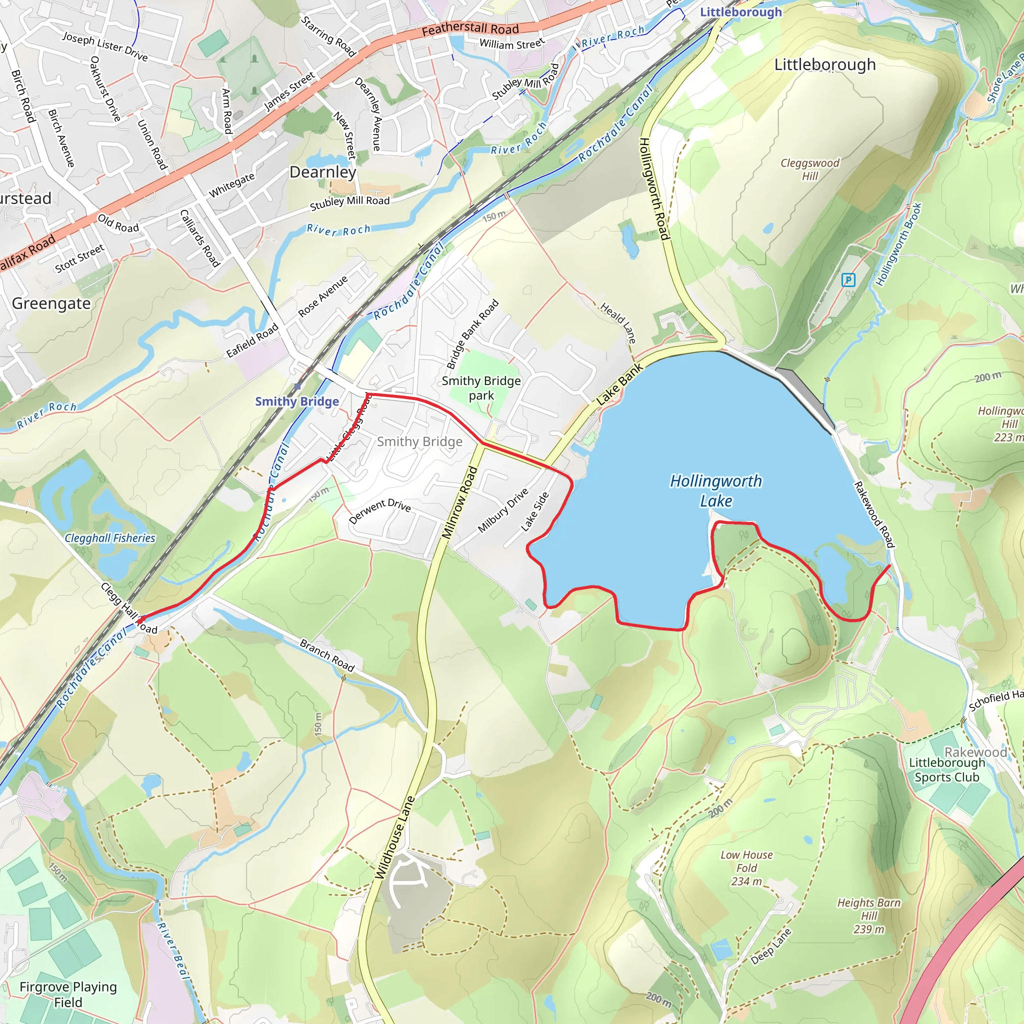 Hollingworth Lake Loop mobile static map