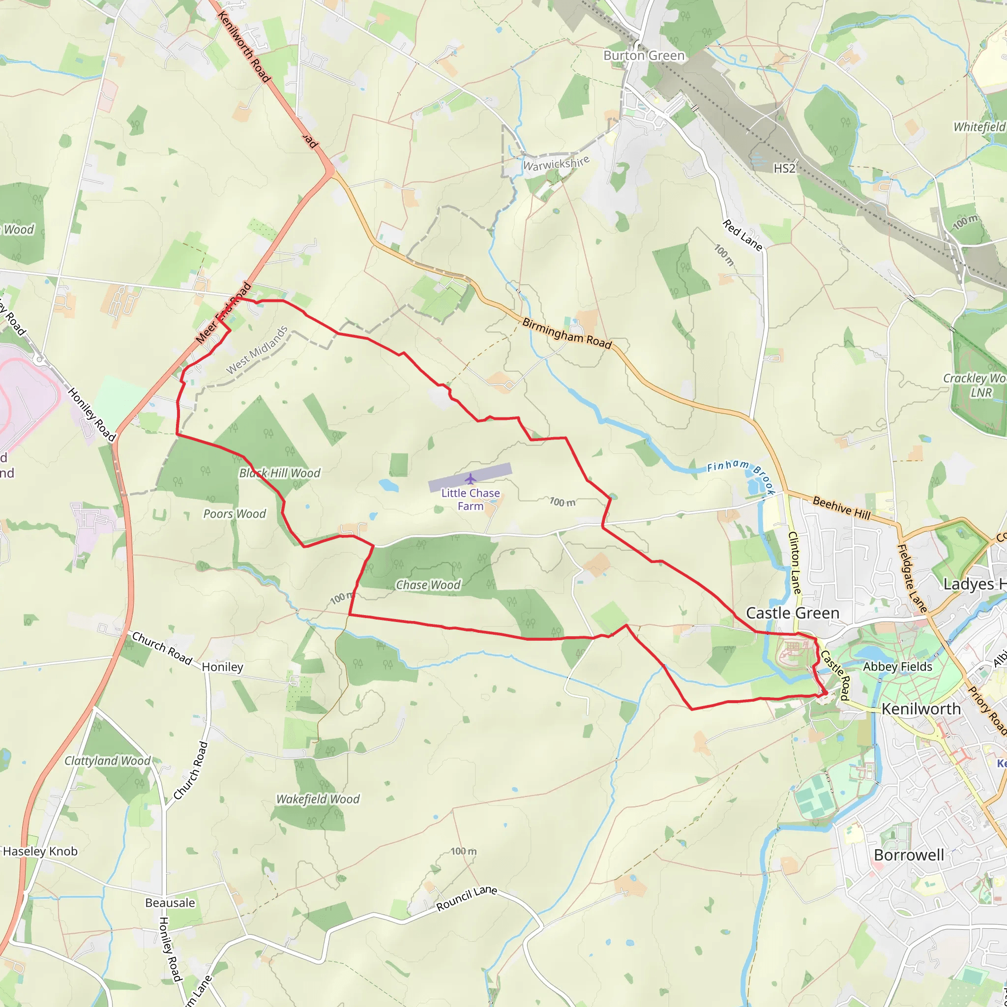 The Pleasance and Meer End from Kenilworth mobile static map