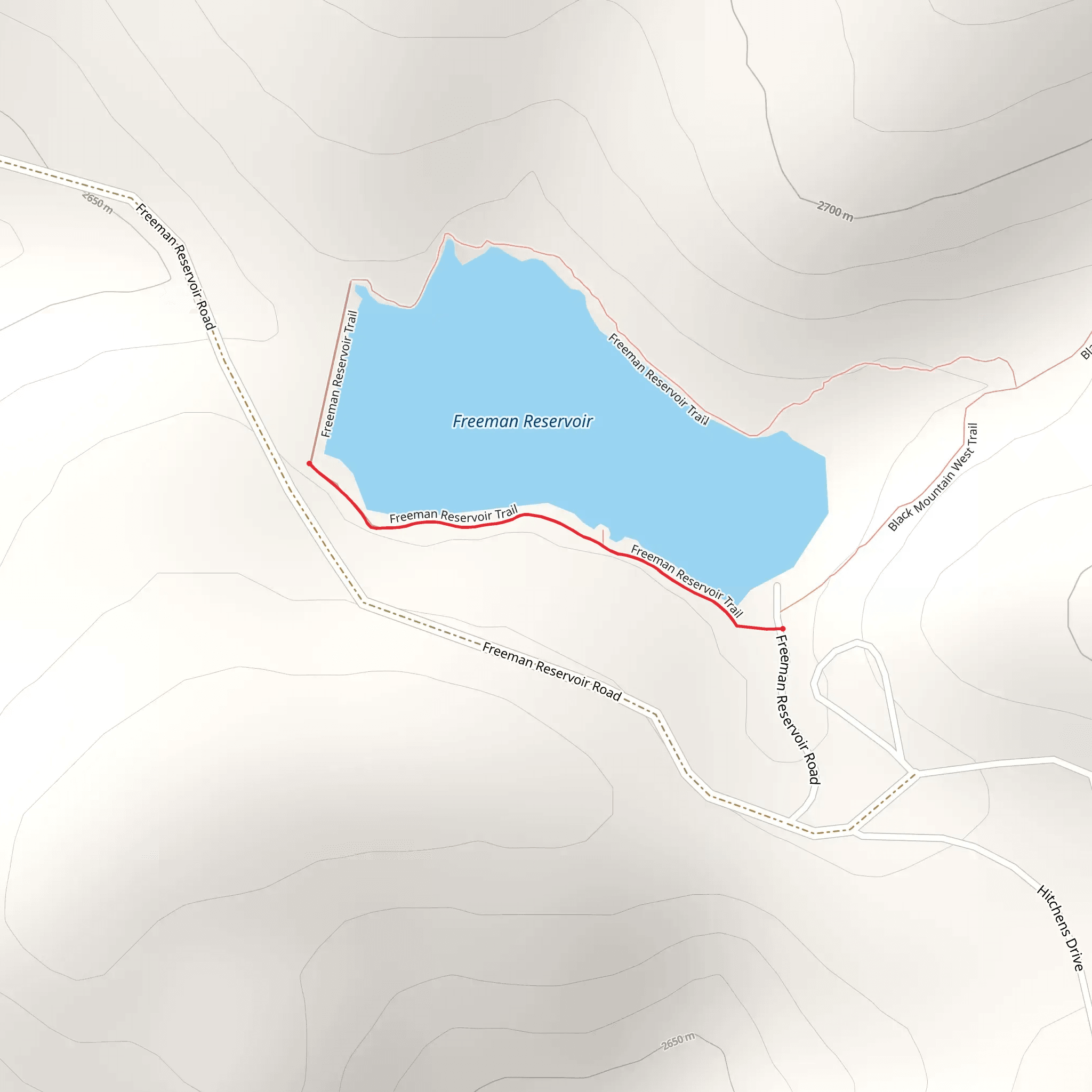 Freeman Reservoir via Freeman Barrier Free Trail mobile static map
