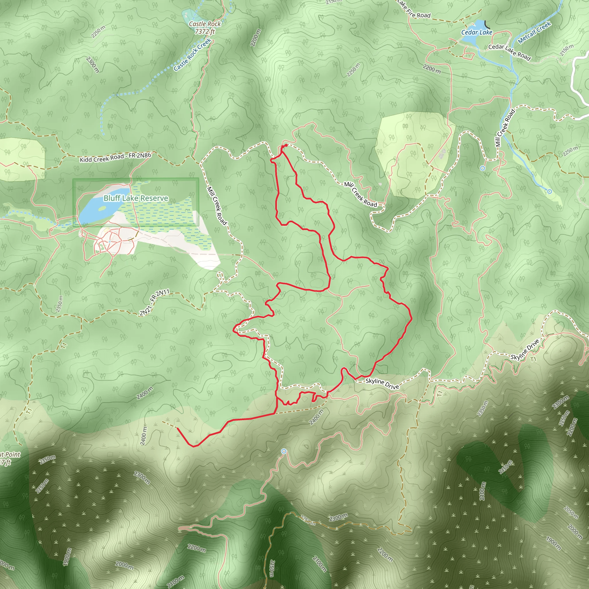Big Bear Secret and Skyline Loop Trail mobile static map
