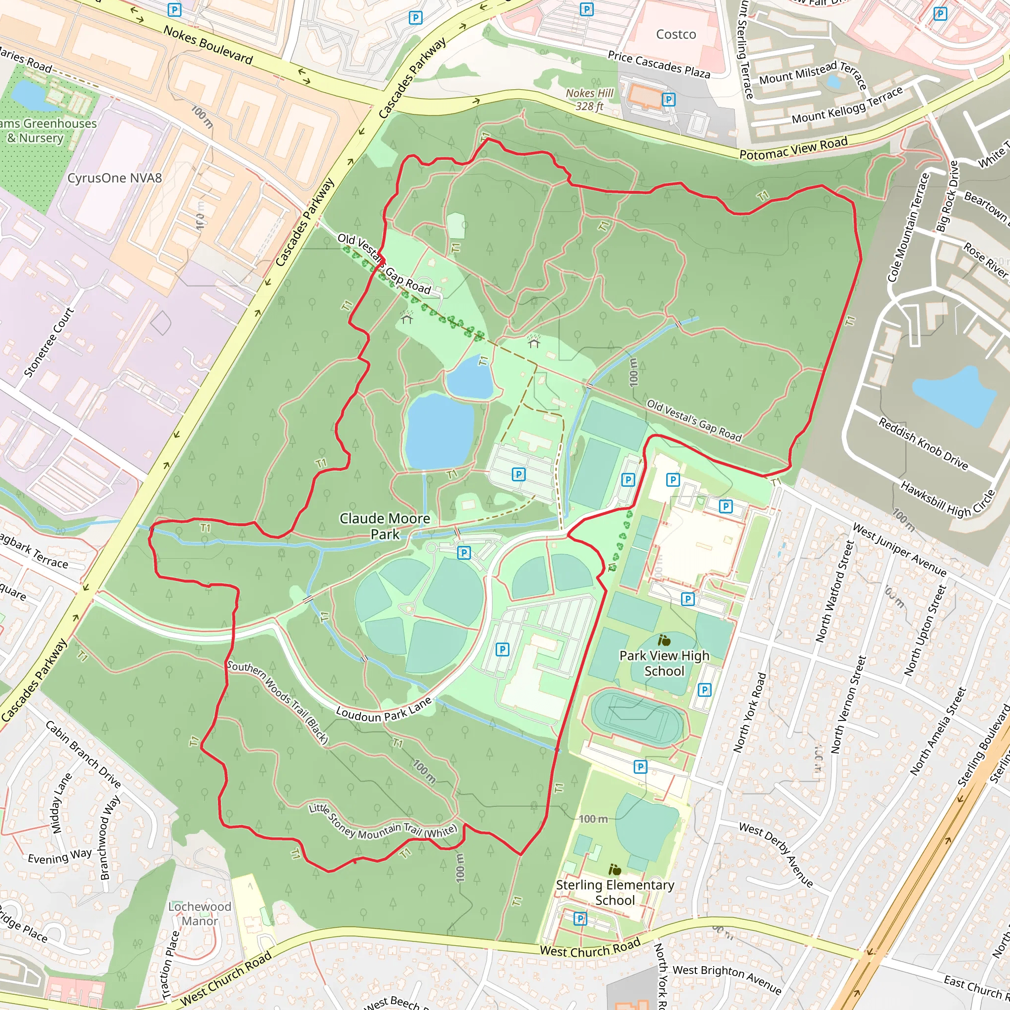 The Scout Loop Trail - Claude Moore Park mobile static map