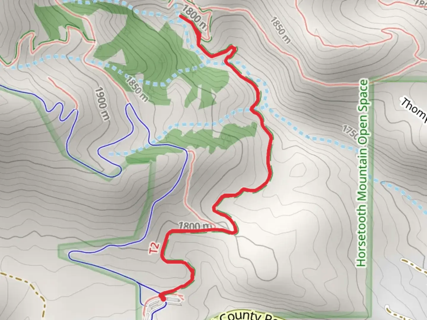An image depicting the trail Horsetooth Falls Trail and its surrounding area.
