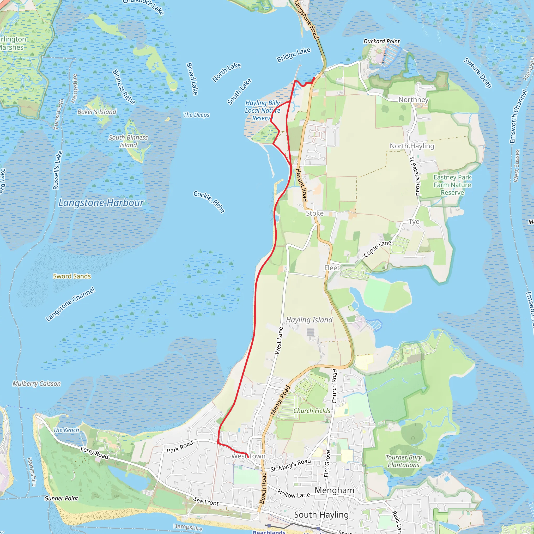 Langstone Harbour Waterside Route mobile static map