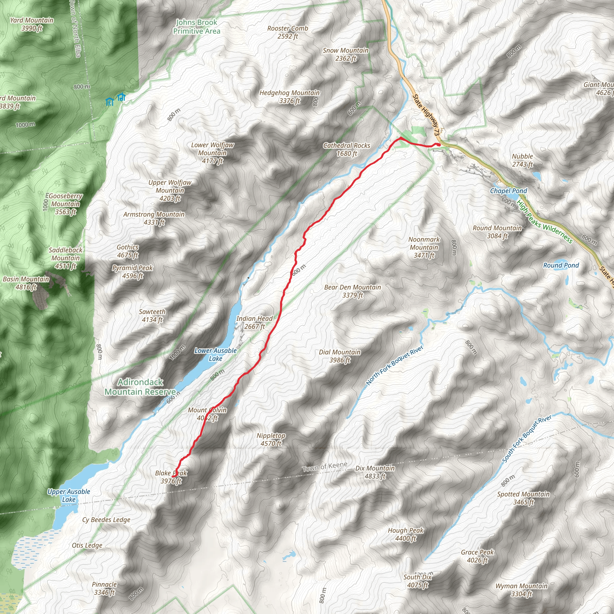 Blake Peak and Mount Colvin via Gill Brook Trail mobile static map