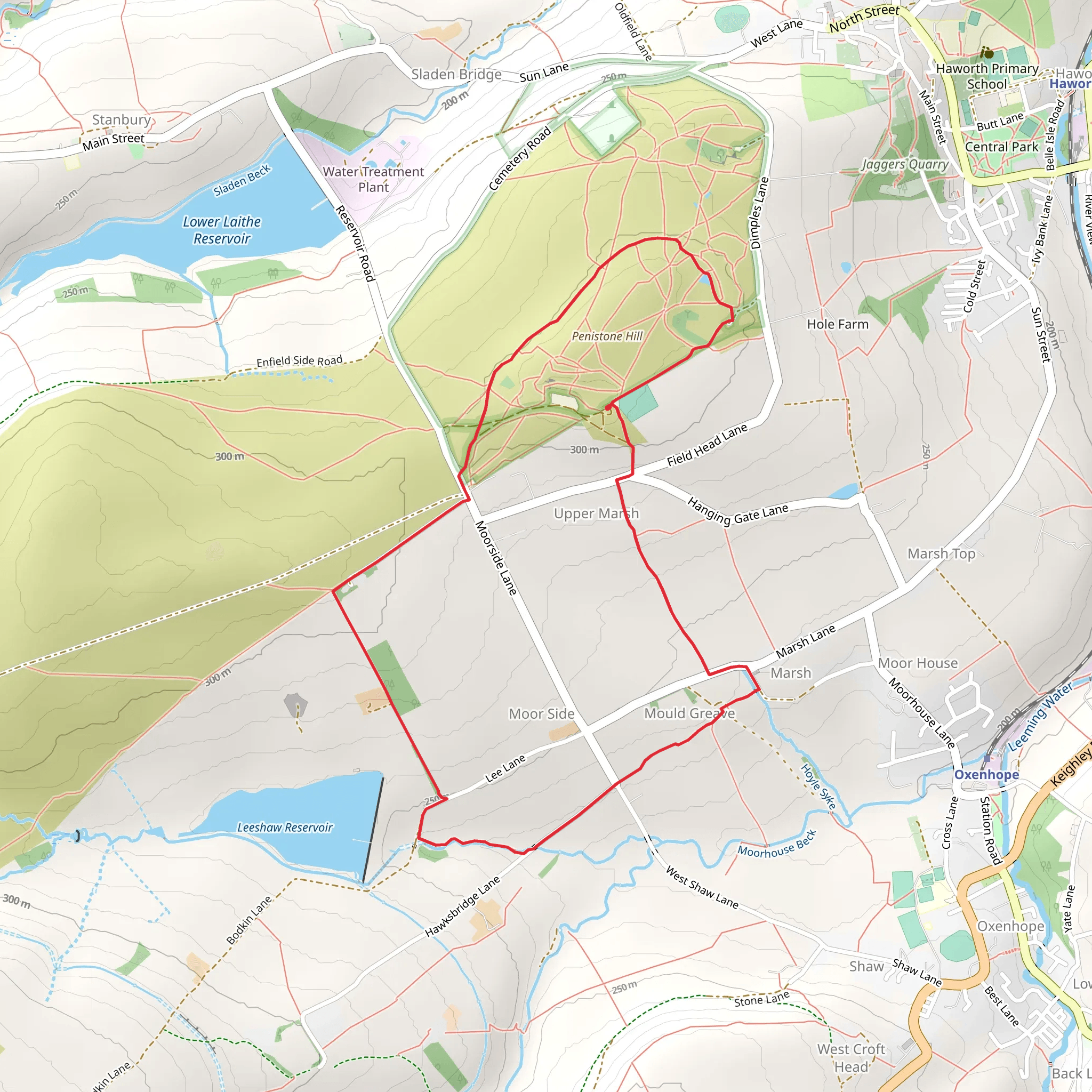 Penistone Hill and Tom Stell's Seat Loop mobile static map