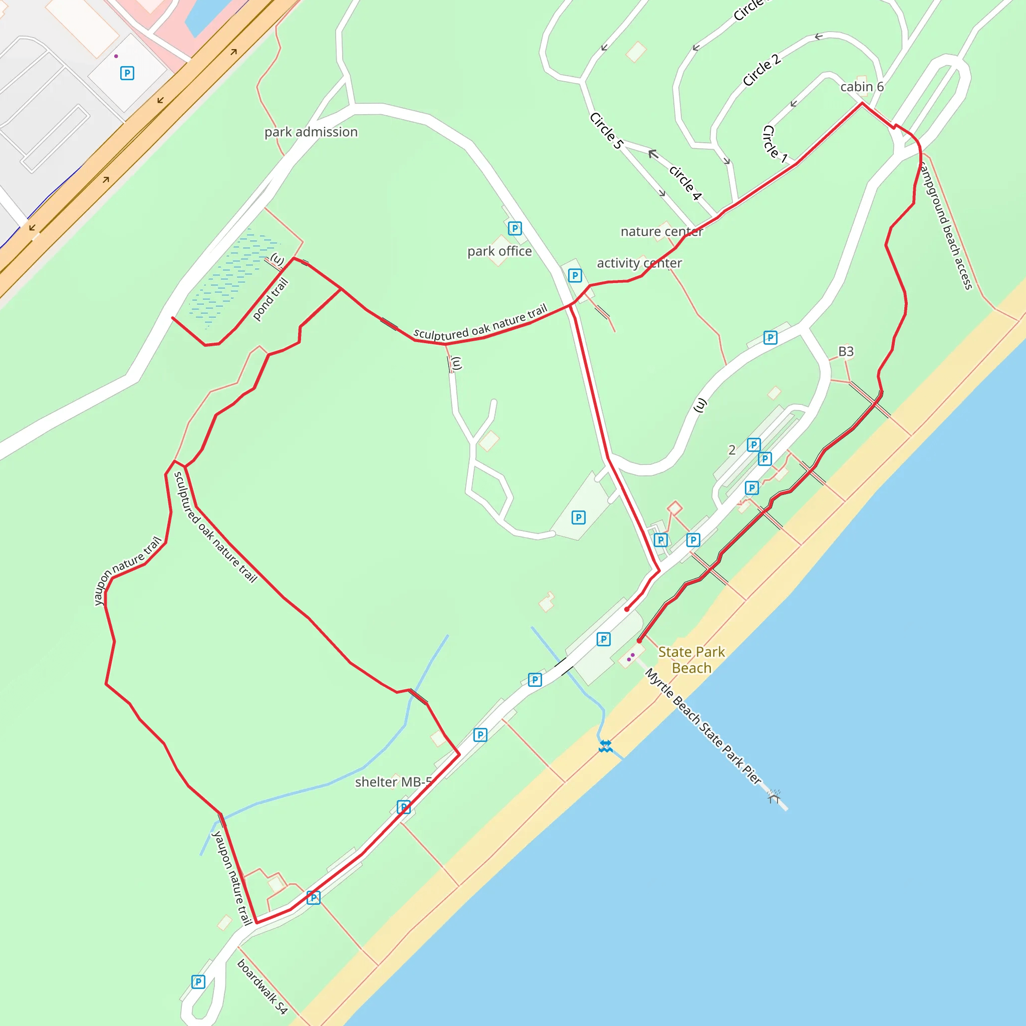 Yaupon and Sculptured Oak Nature Loop Trail mobile static map