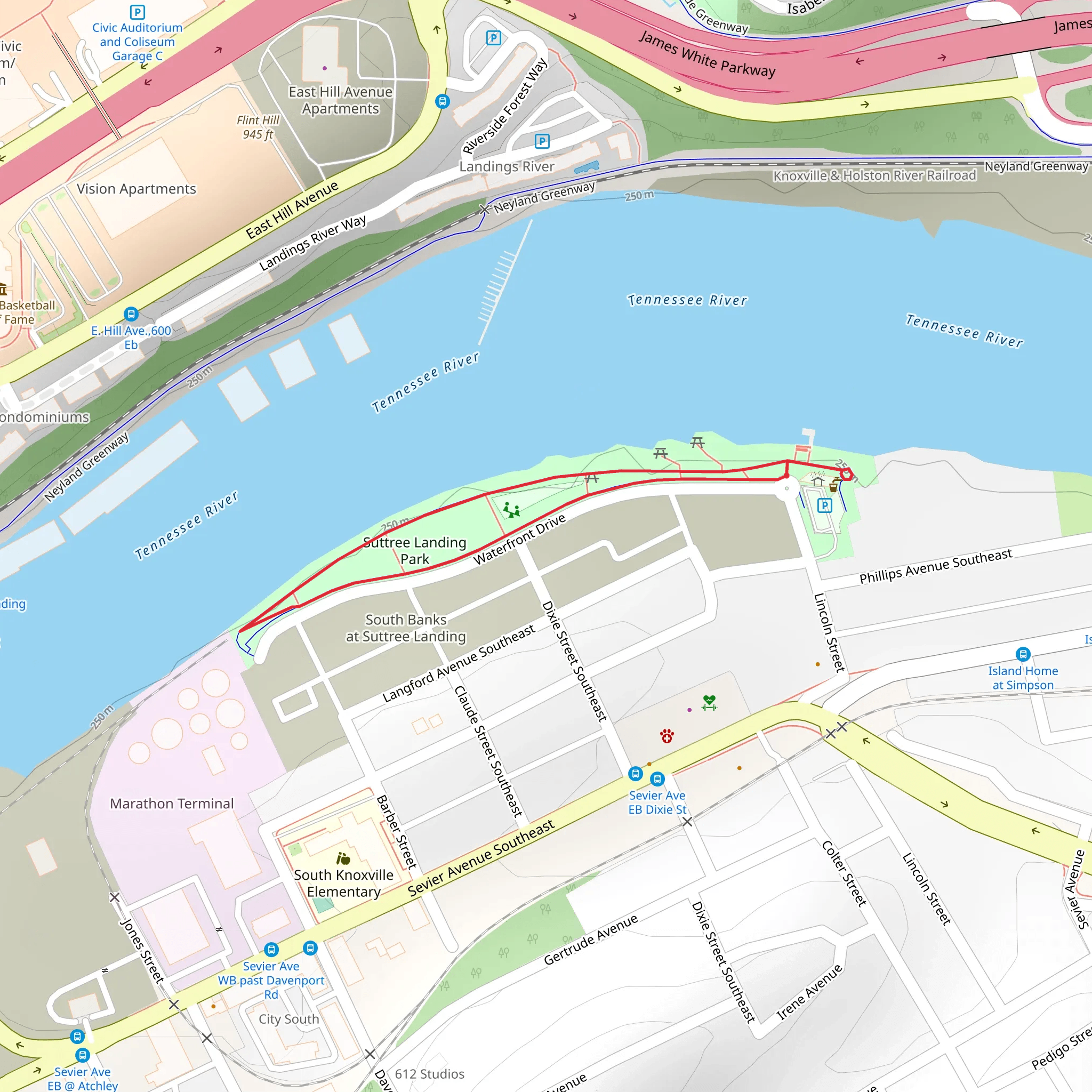 Suttree Landing Park Loop mobile static map