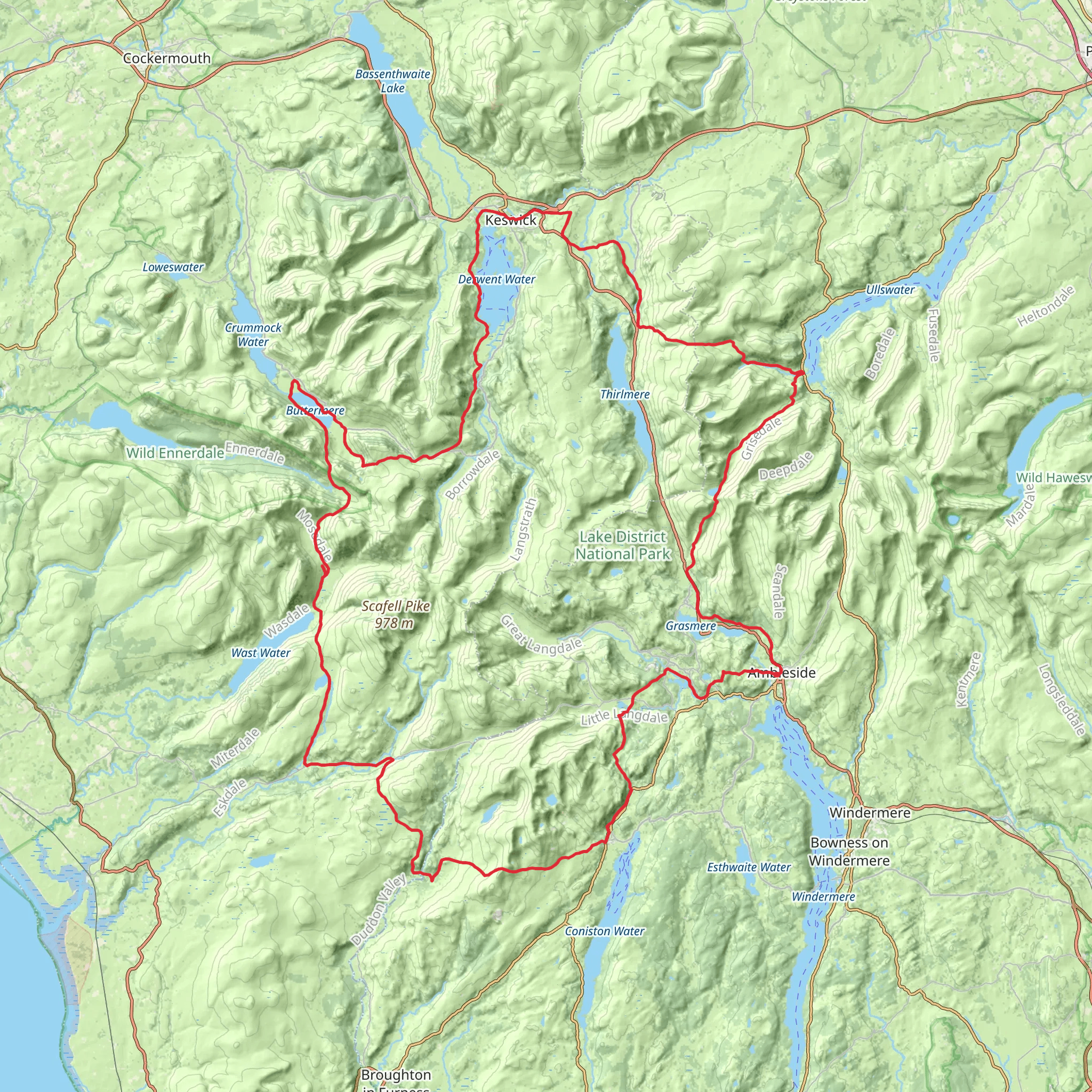 Lakeland Loop from Ambleside mobile static map