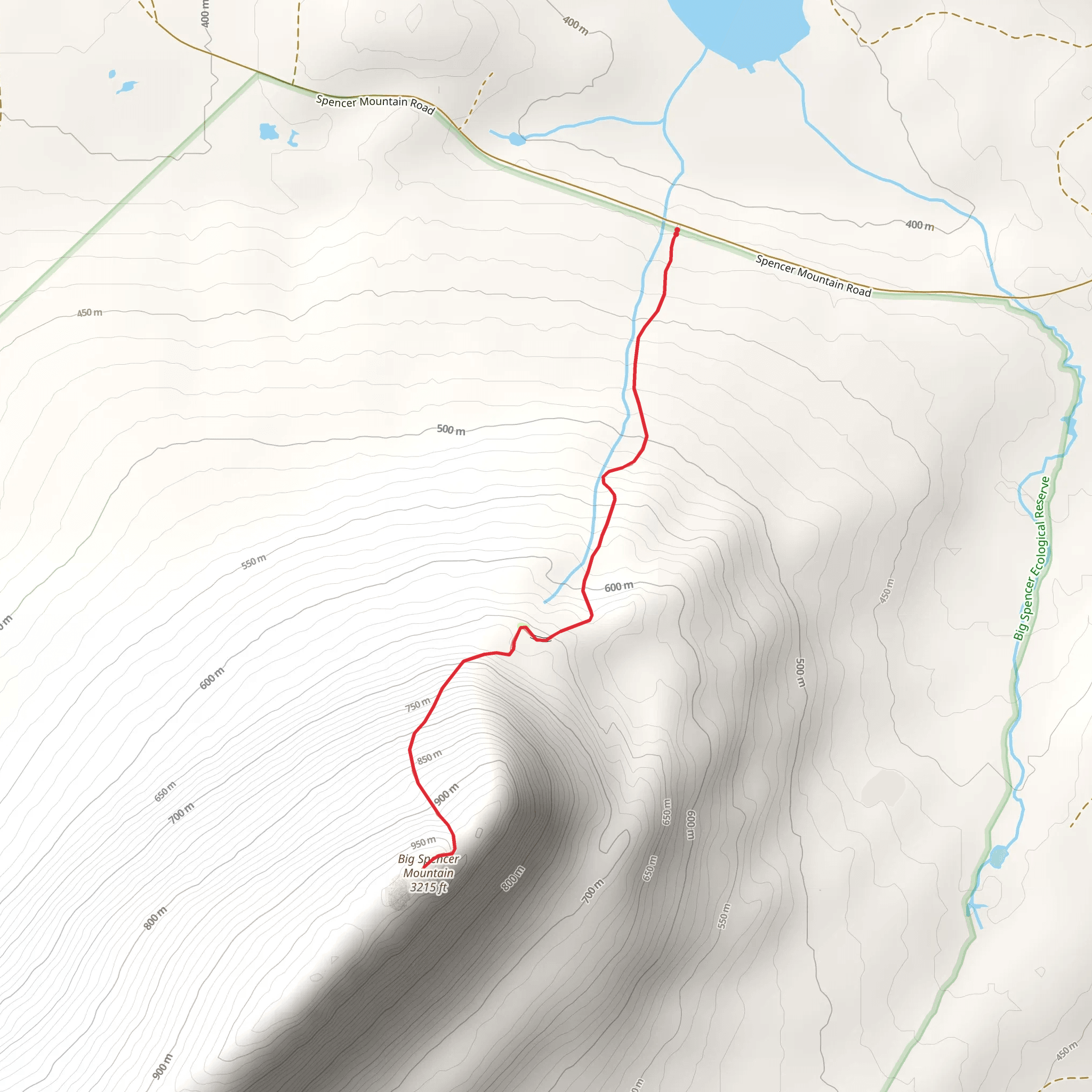 Big Spencer Mountain Trail mobile static map
