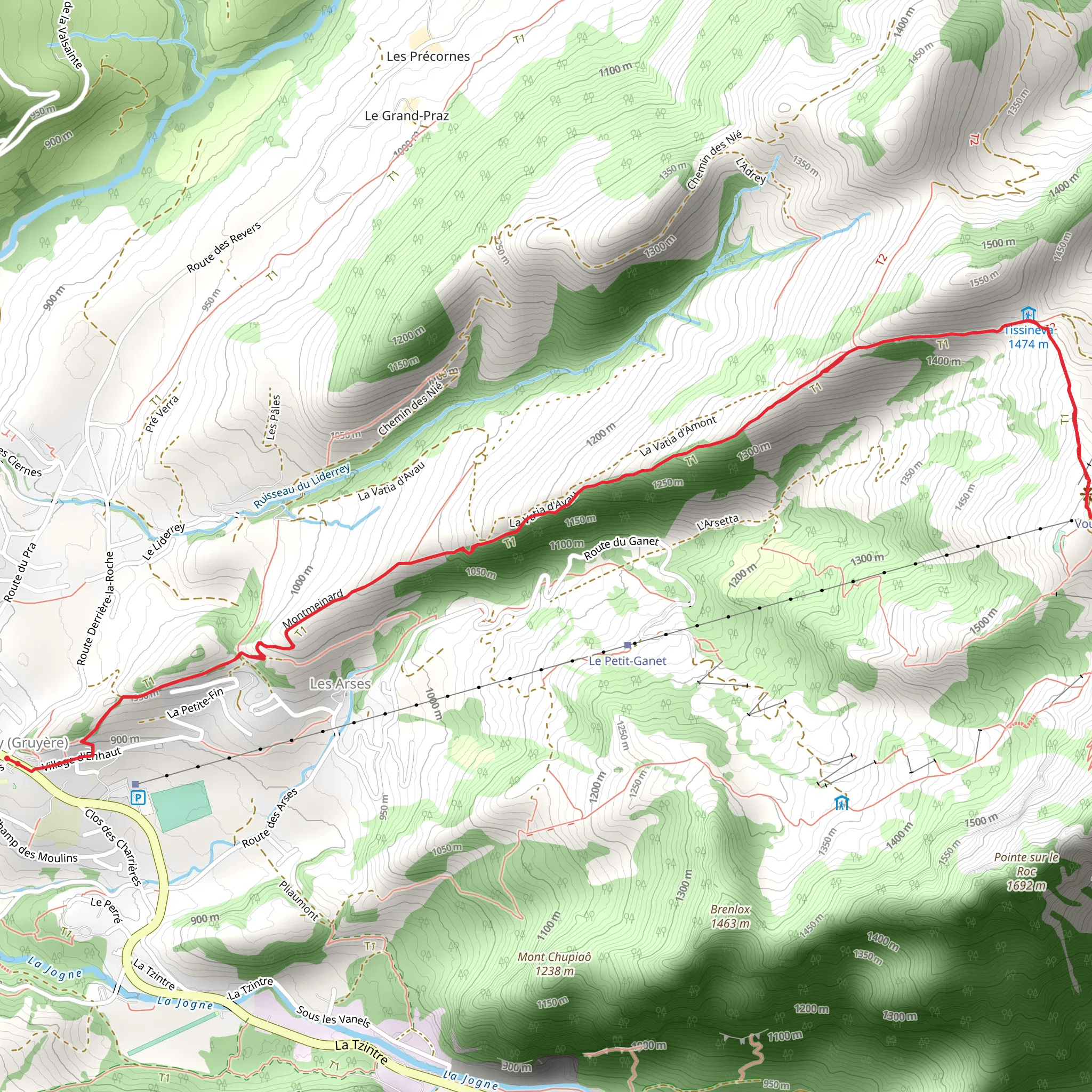 Charmey to Vounetse mobile static map