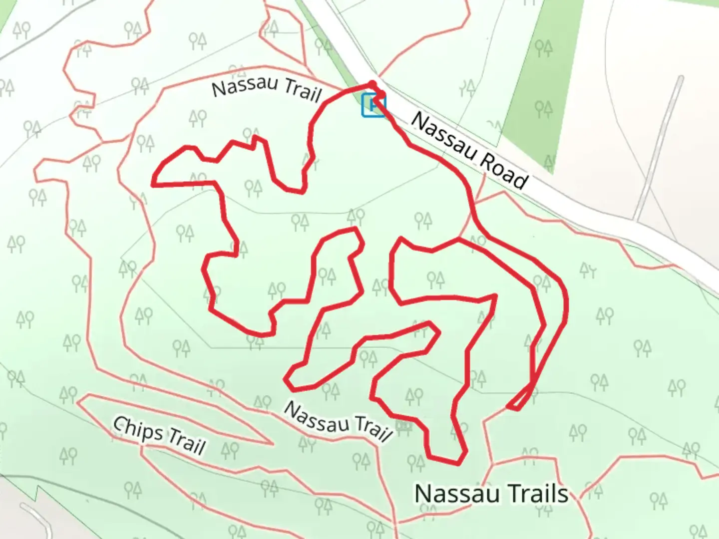 An image depicting the trail Nassau Road Loop and its surrounding area.