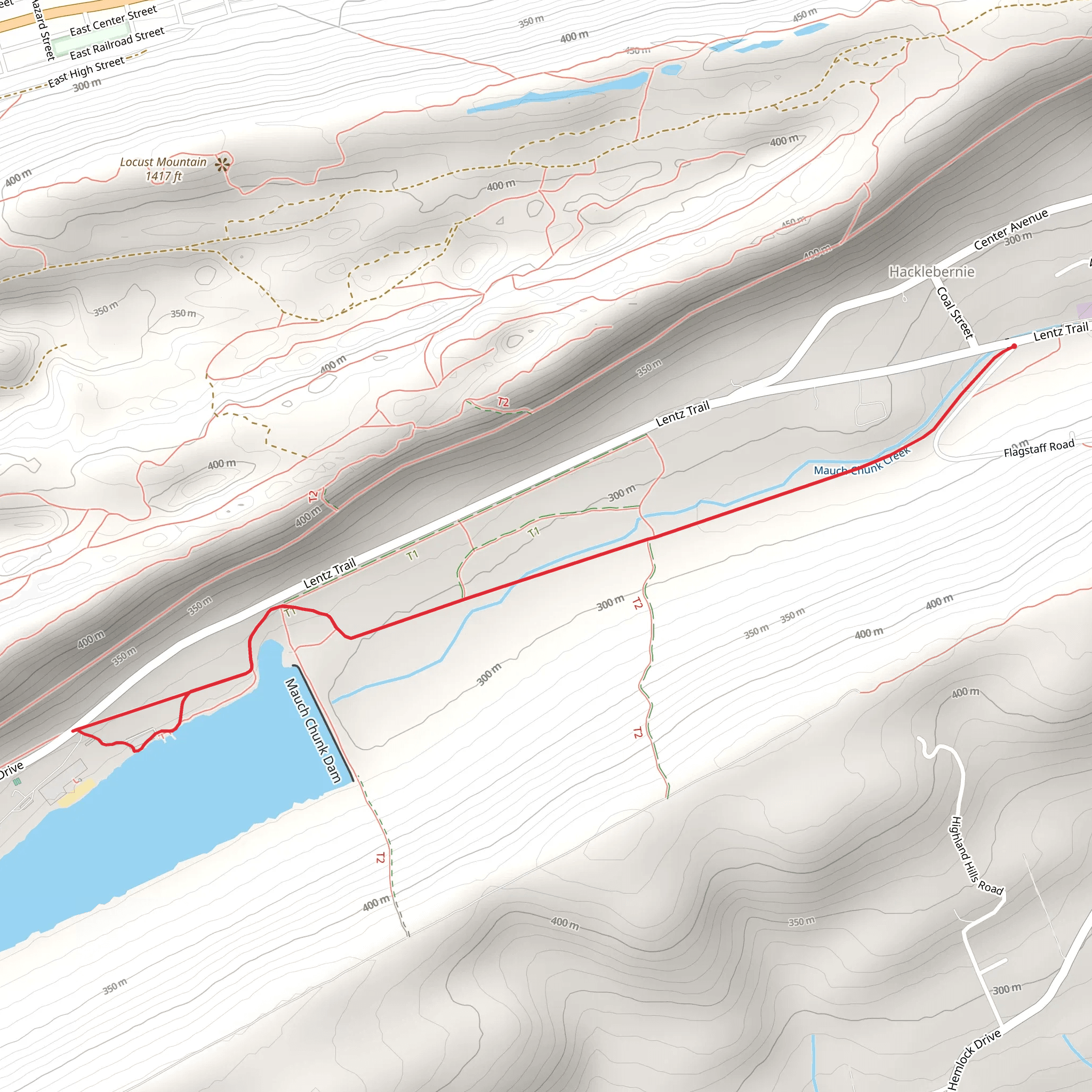 Mauch Chunk via Lake Mauch Chunk Creek Trail mobile static map