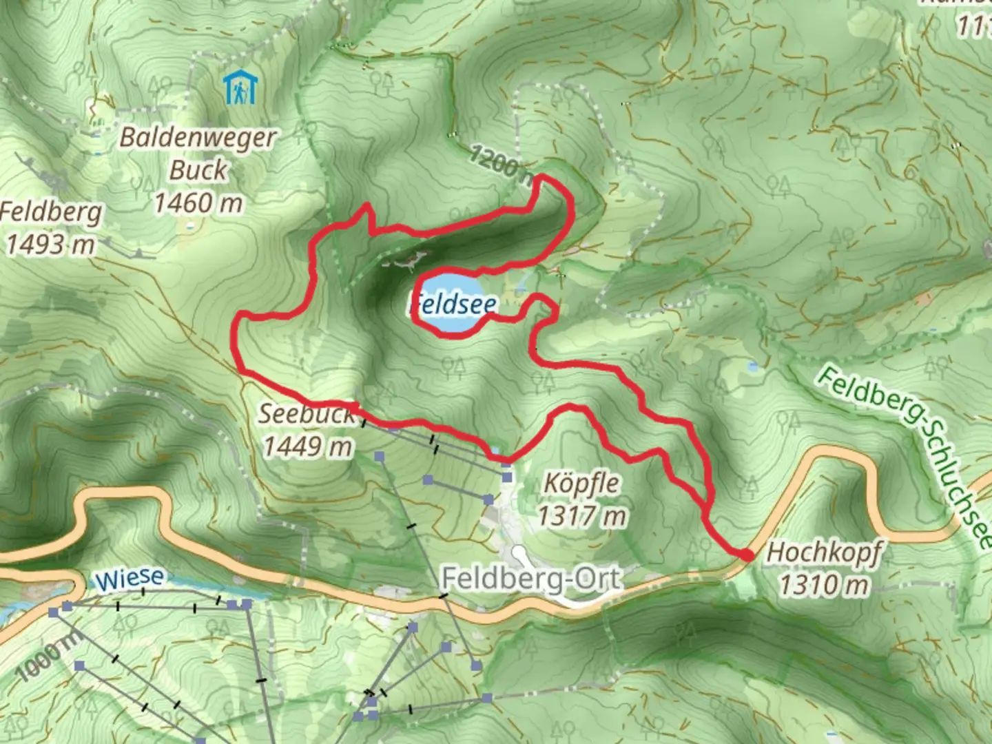 An image depicting the trail Feldsee Loop via E Maurwer Weg - Seesträßle and its surrounding area.