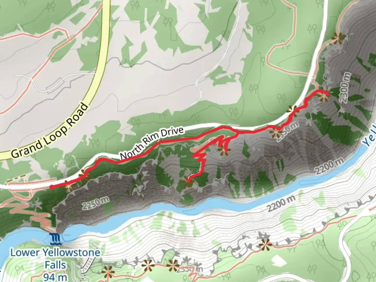 An image depicting the trail North Rim Trail Out and Back and its surrounding area.