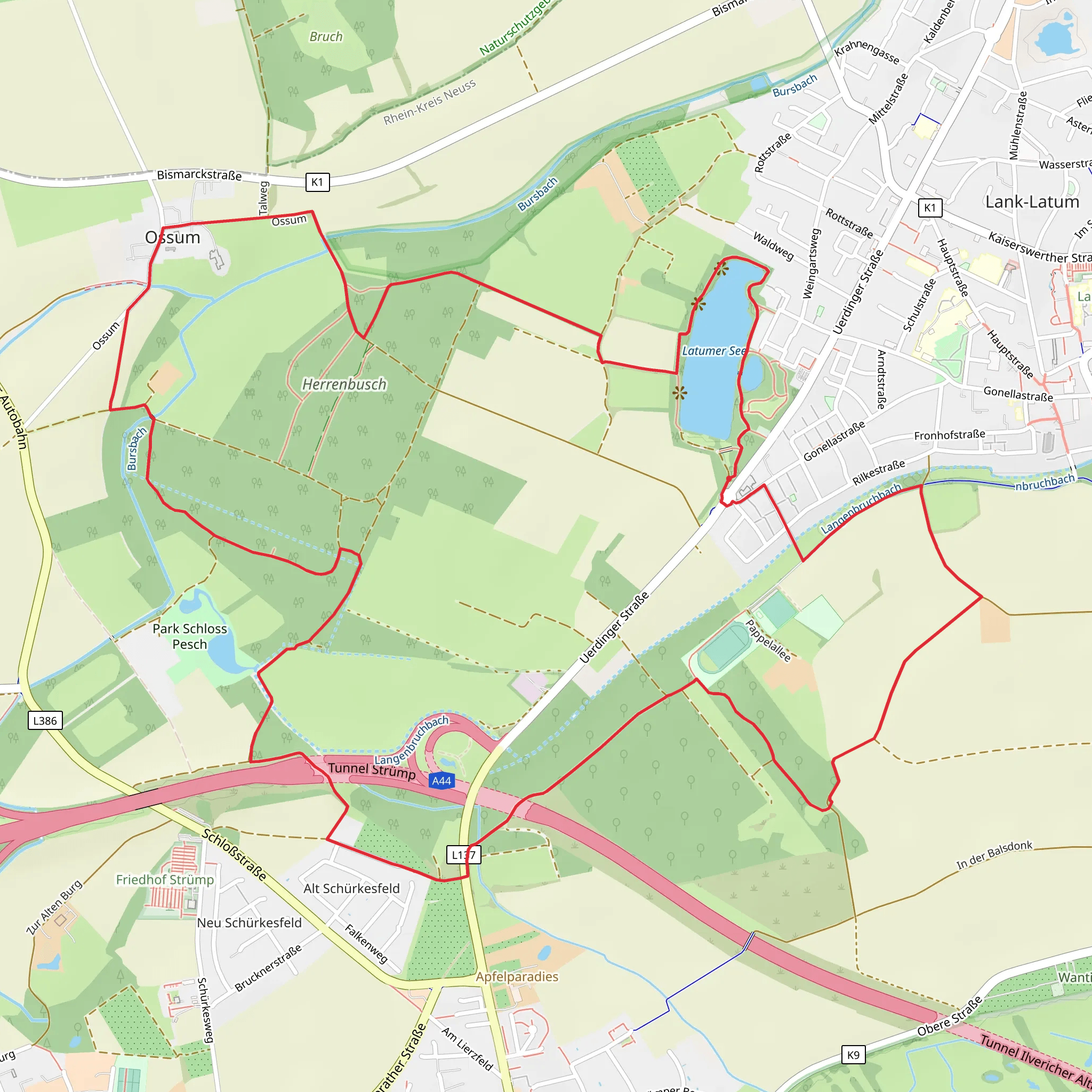 Herrenbusch and Latumer See Loop mobile static map