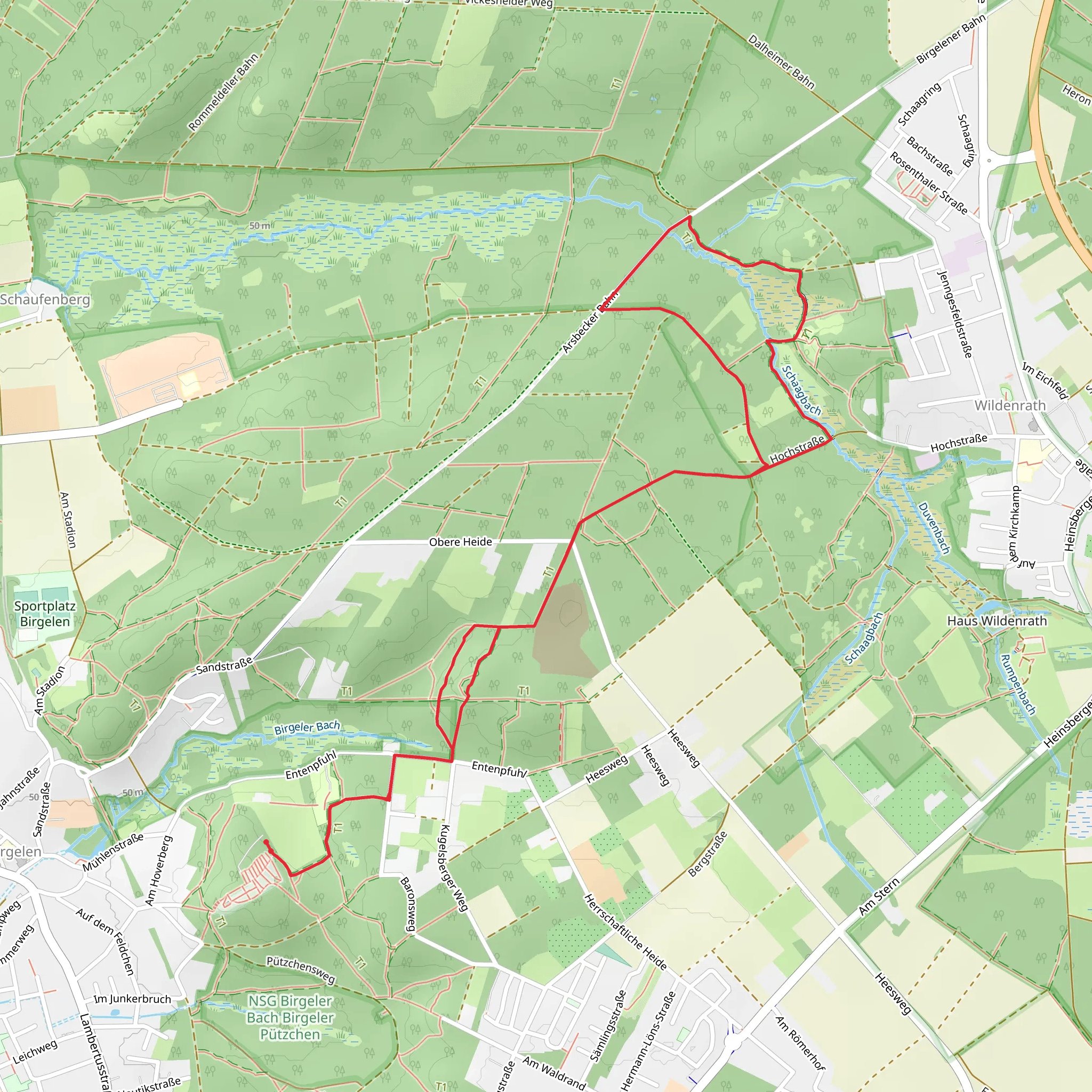 Birgeler Urwald and Maas Niederrheinpad K Loop mobile static map