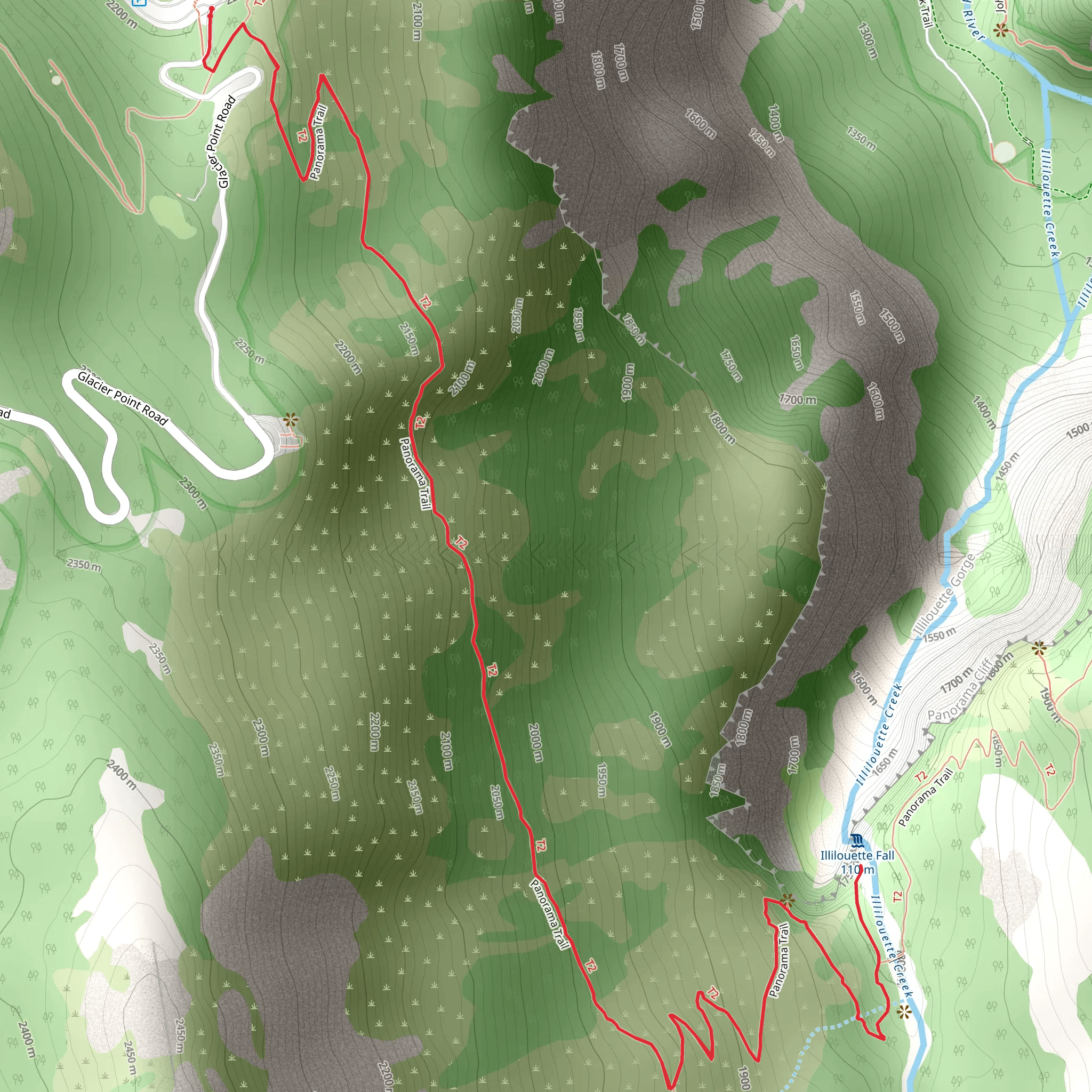 Illilouette Falls Trail mobile static map