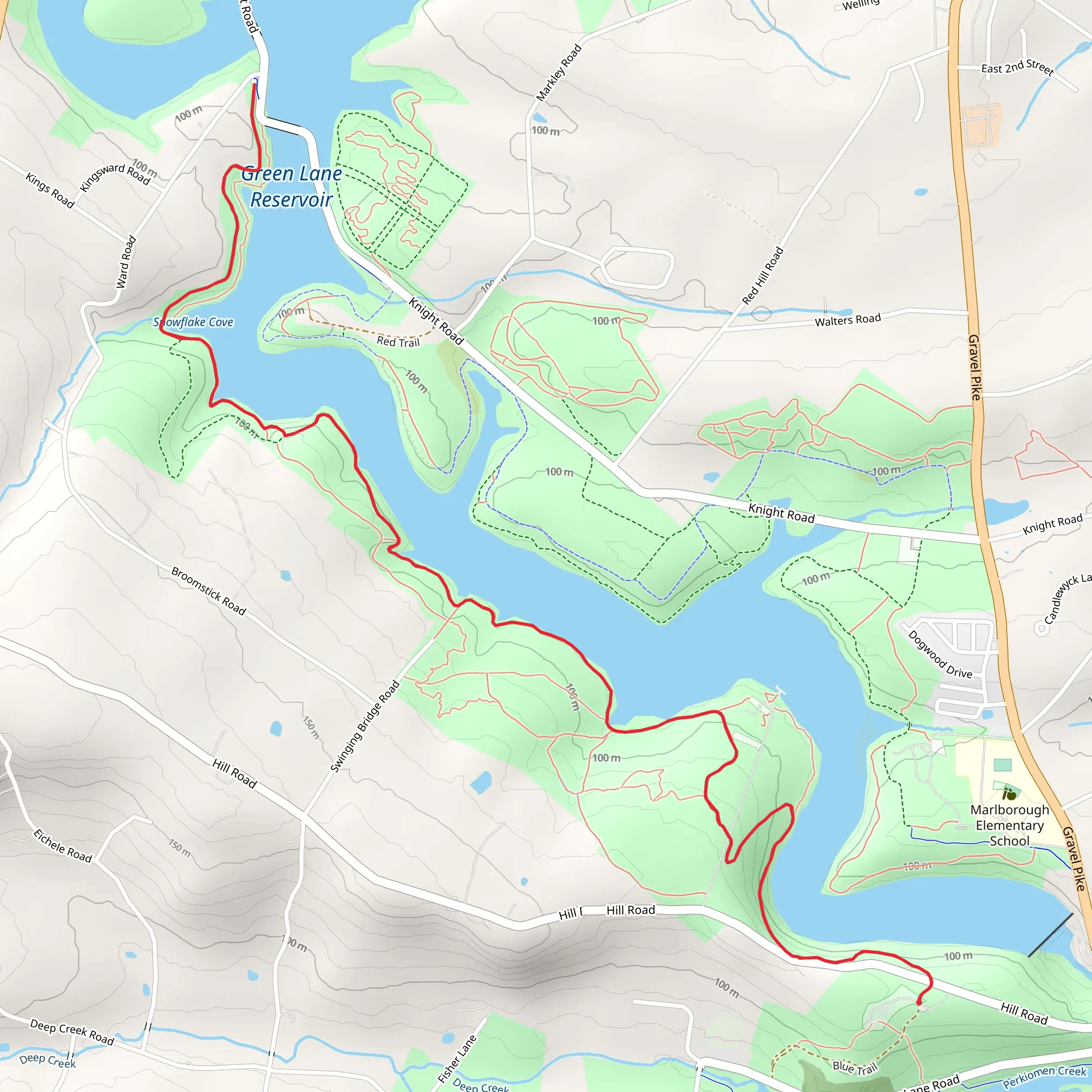 Green Lane Park - Blue Trail mobile static map