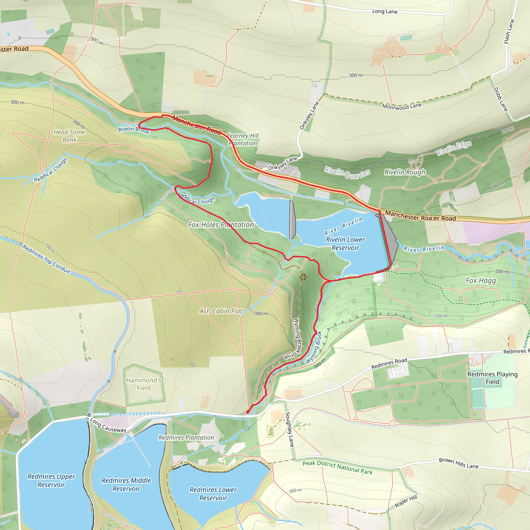 Rivelin Reservoir and Fox Holes Plantation Loop mobile static map