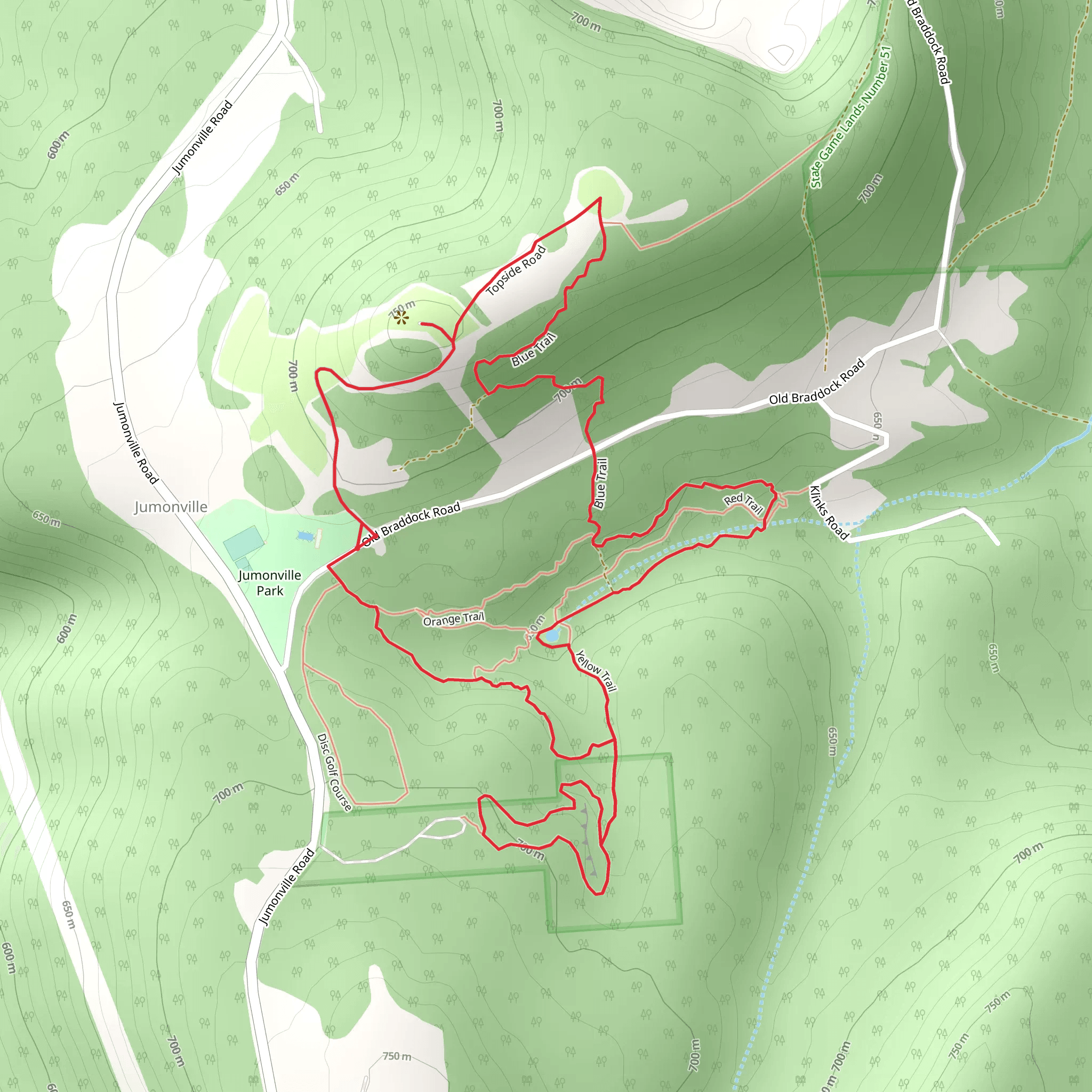 Jumonville Park East Loop Trail mobile static map