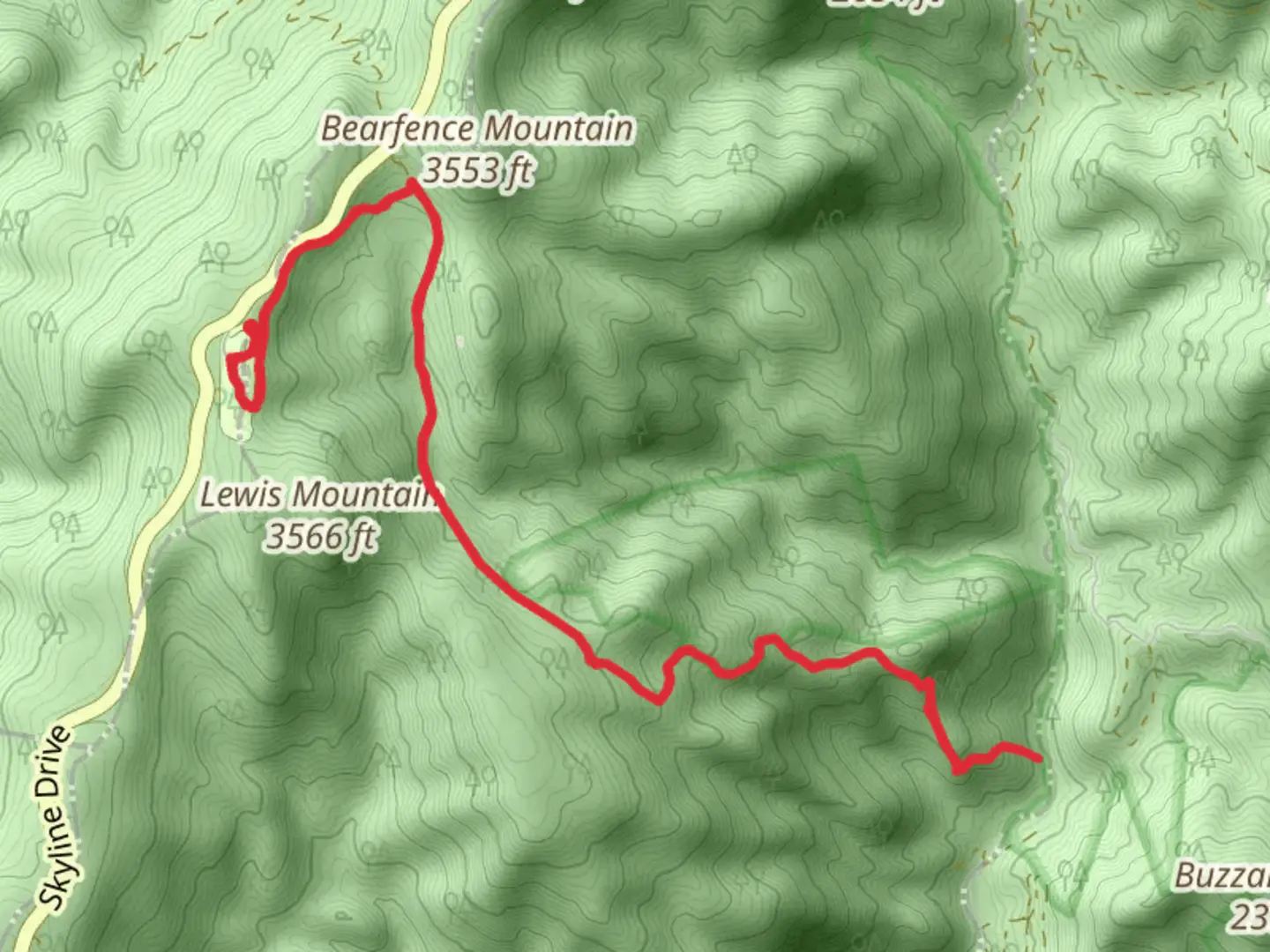 An image depicting the trail Slaughter Trail Out and Back and its surrounding area.