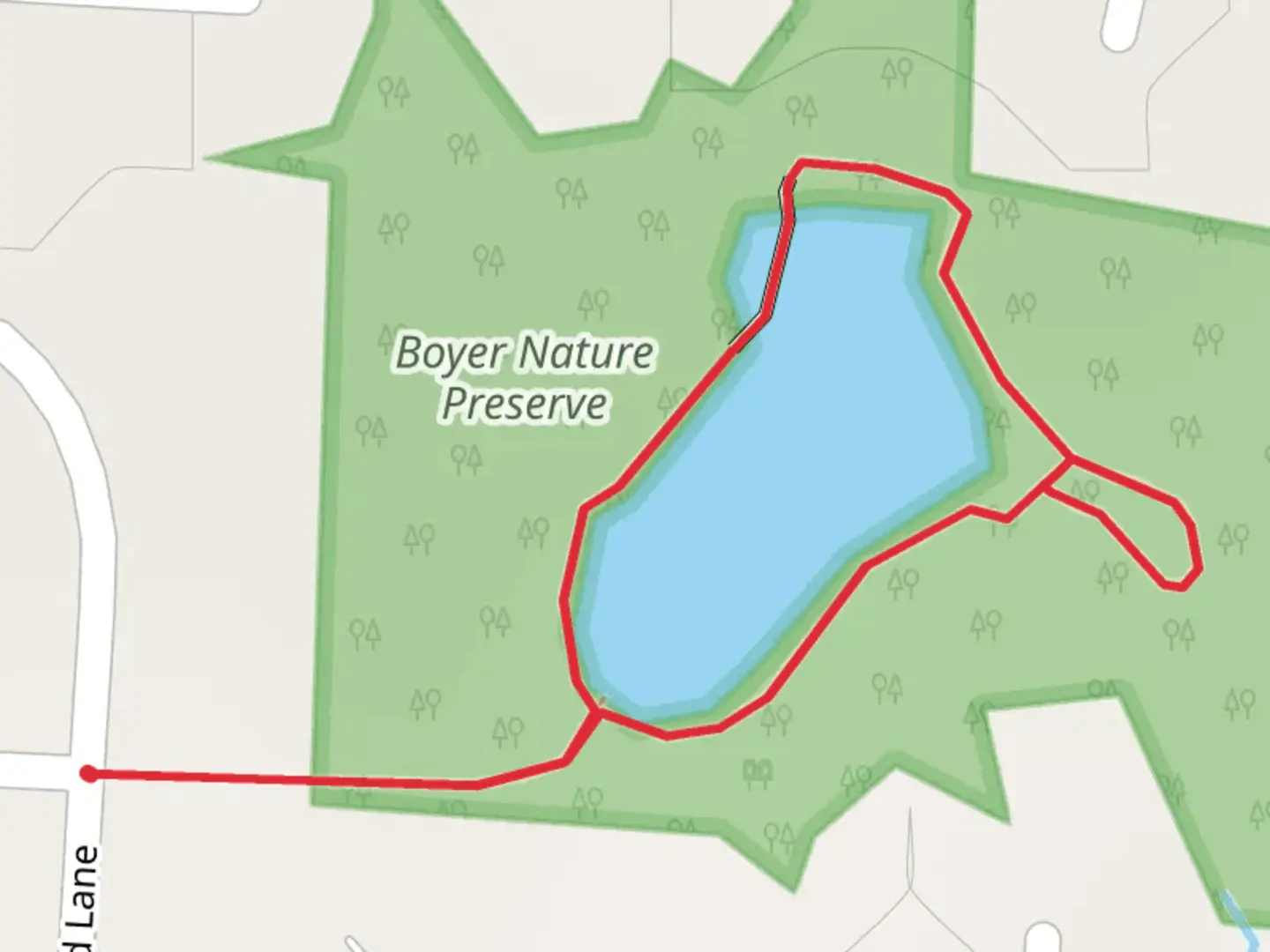 An image depicting the trail Orchard Lane Loop and its surrounding area.