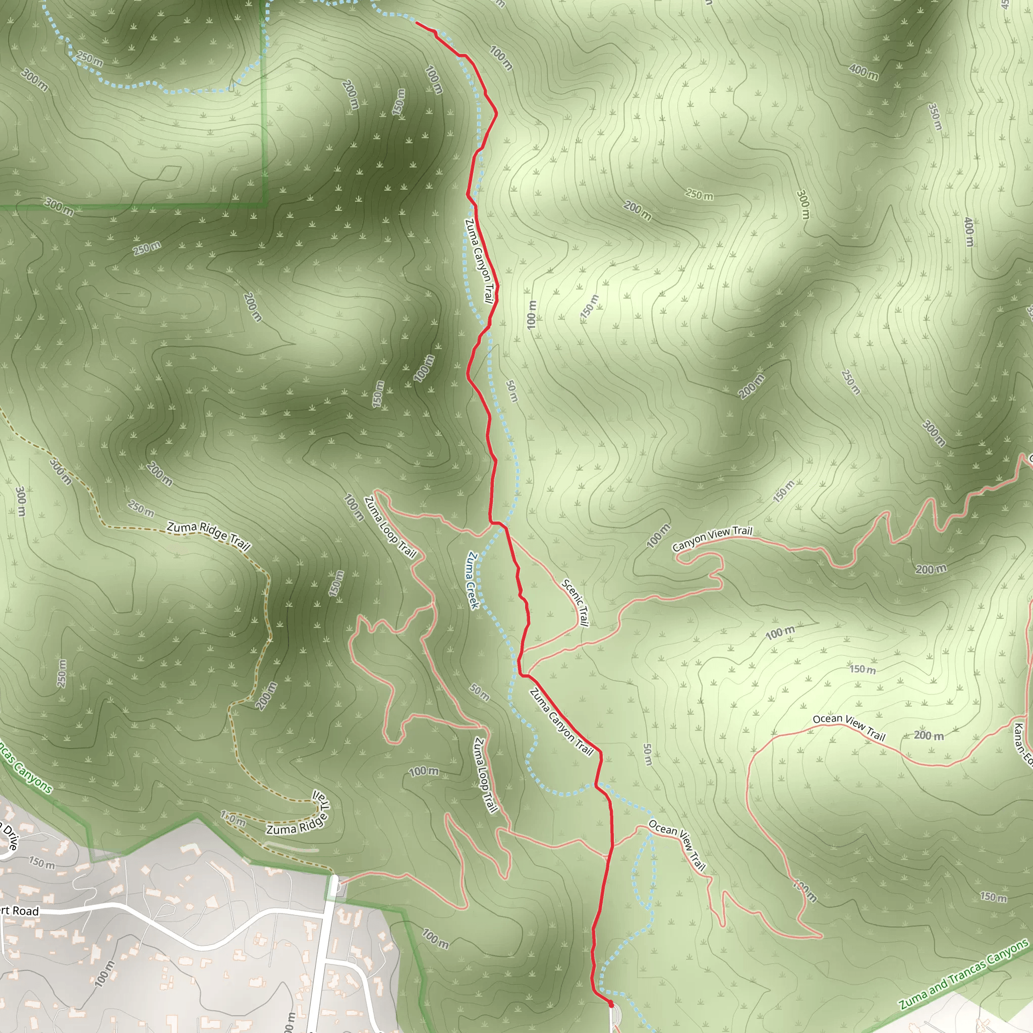 Zuma Canyon Trail mobile static map