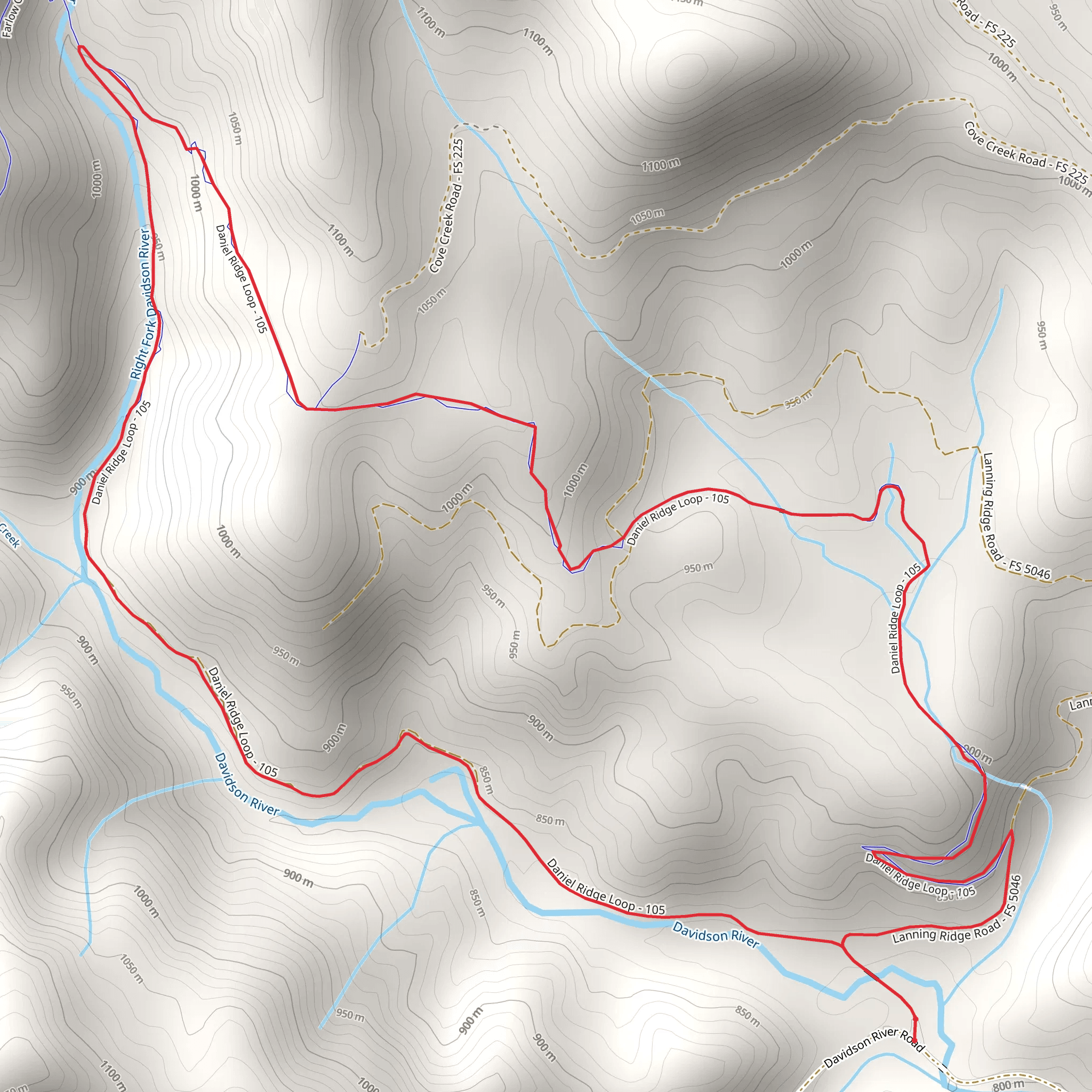 Daniel Ridge Loop Trail mobile static map