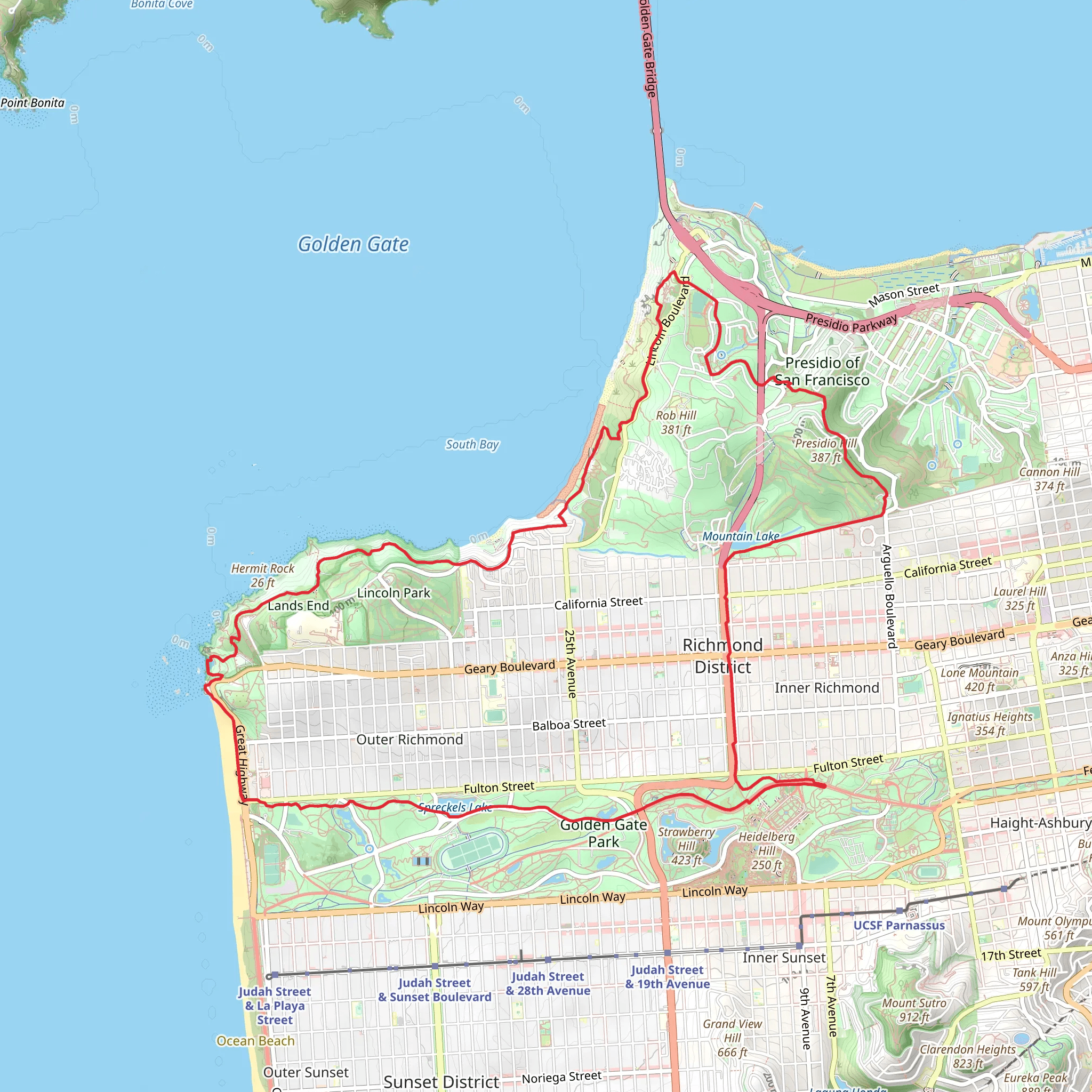 Coastal Trail and West Pacific Avenue Loop mobile static map