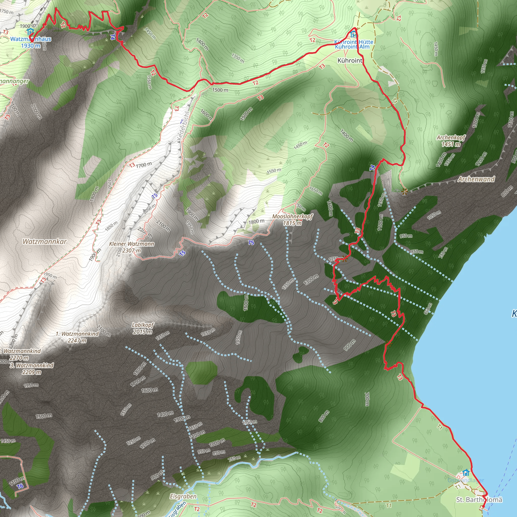 Falzkopf Walk via Konigssee mobile static map