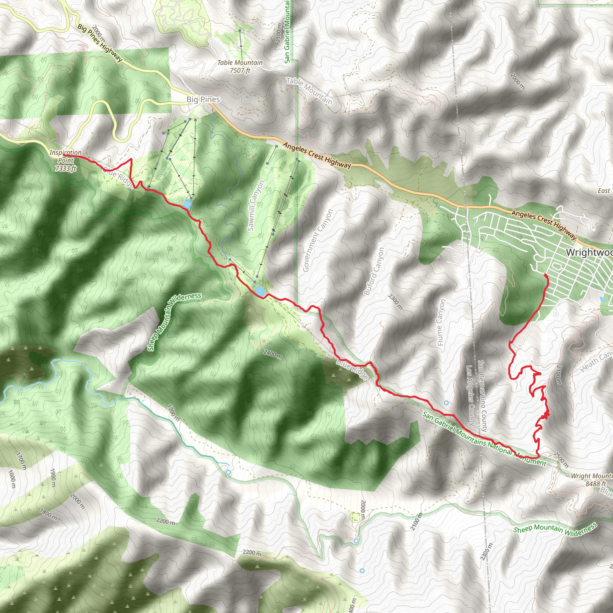 Inspiration Point via PCT mobile static map