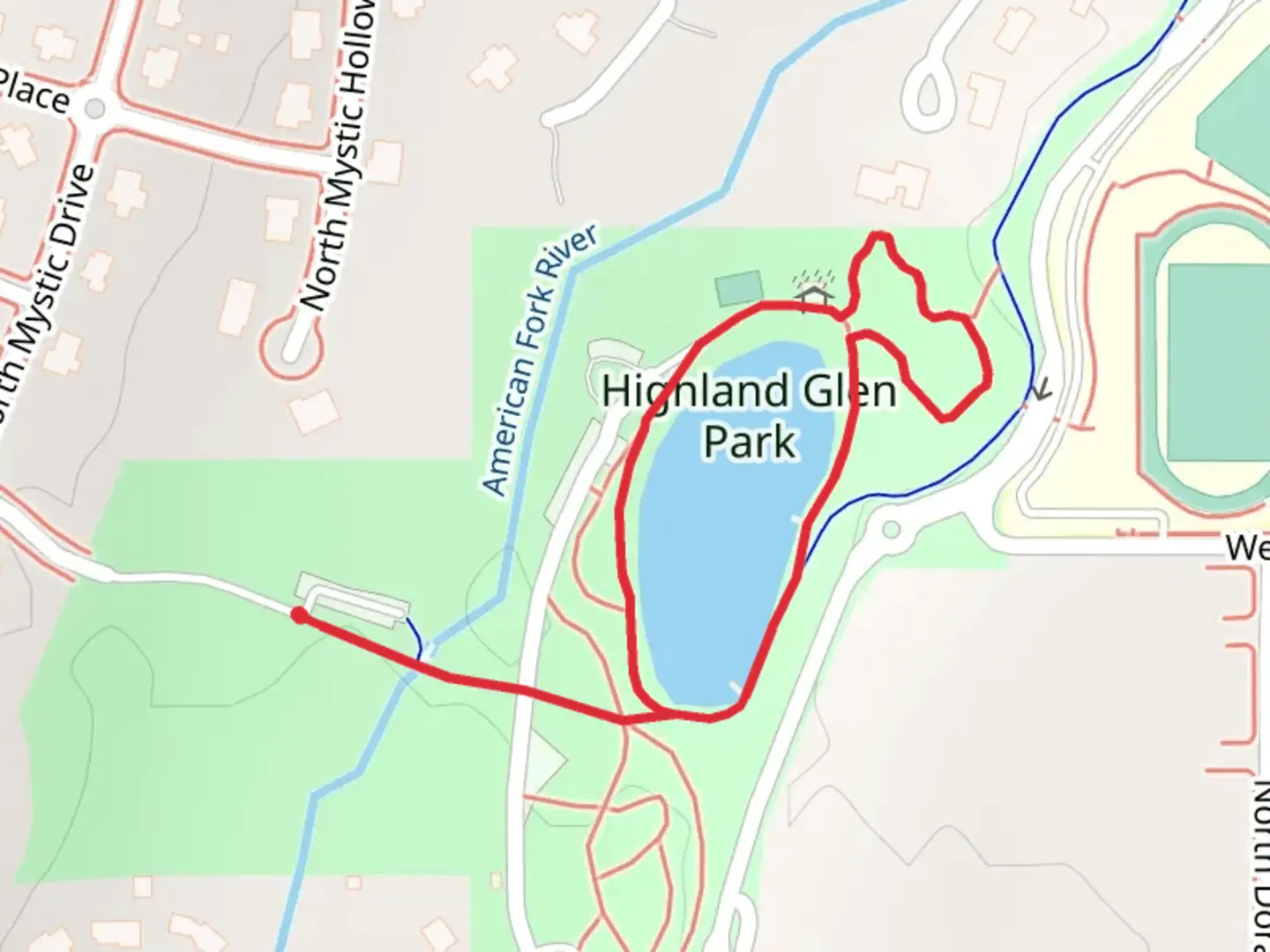 An image depicting the trail Highland Glen Park Loop and its surrounding area.