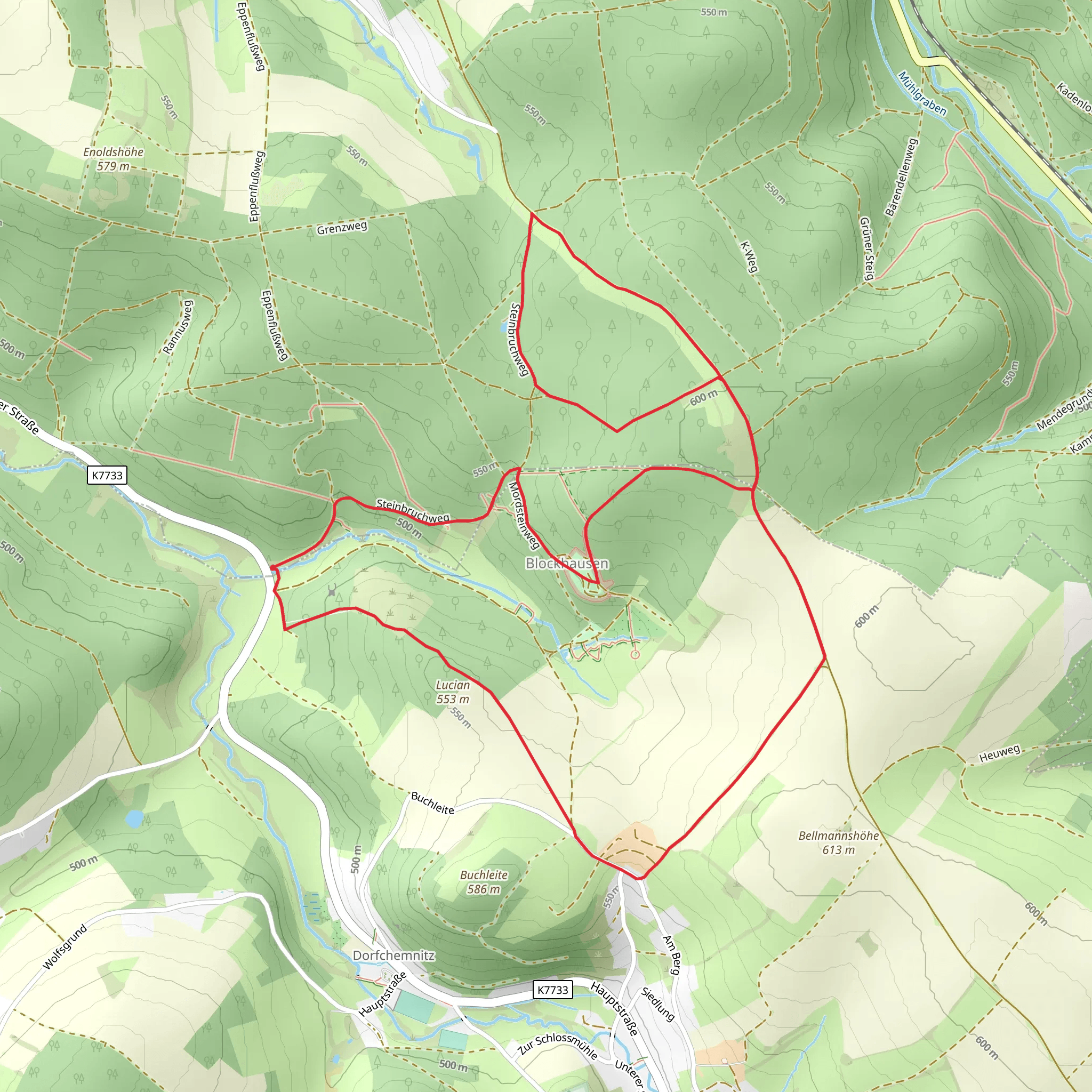 Mordstein Loop via Mulda Clausnitz mobile static map