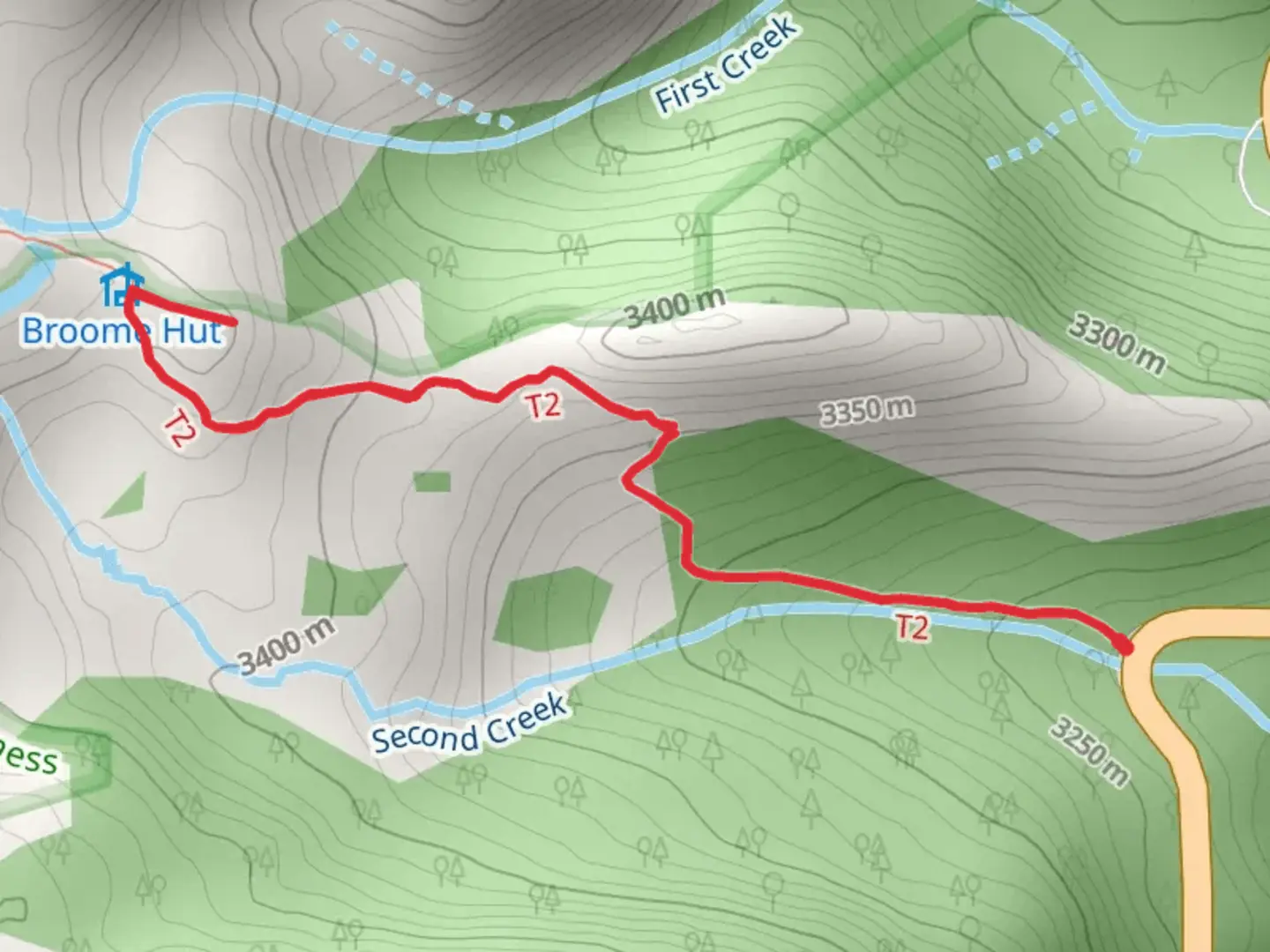 An image depicting the trail Second Creek Out and Back and its surrounding area.