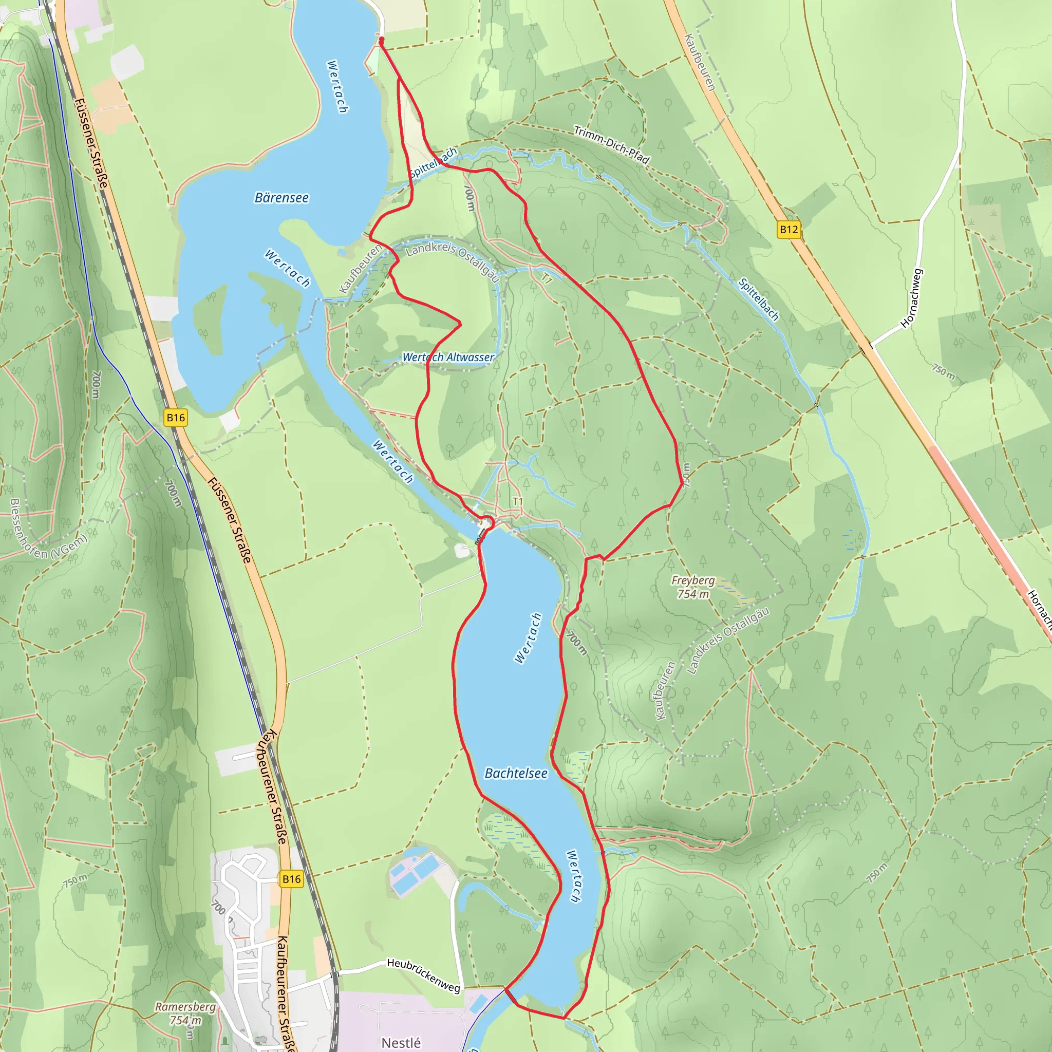 Bachtelsee and Freyberg Loop via Barensee mobile static map