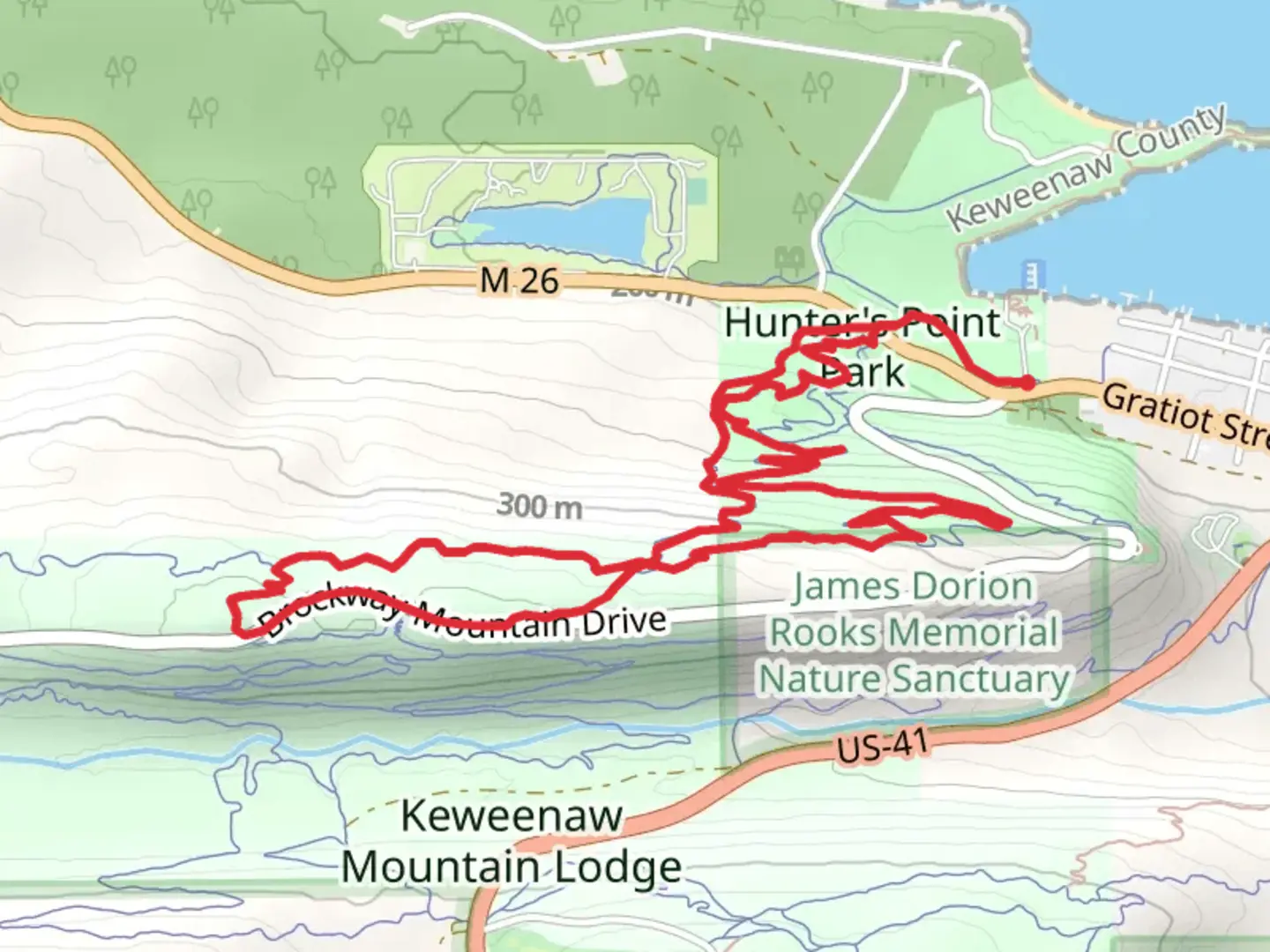 An image depicting the trail The Flow and Overflow Loop and its surrounding area.