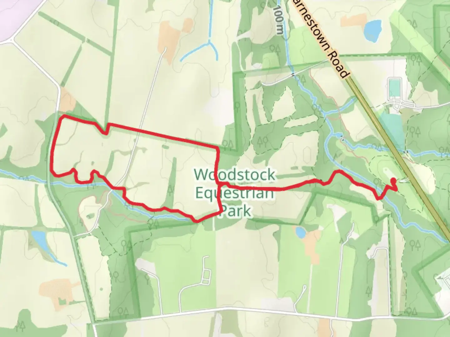 An image depicting the trail Stone Barn Loop and its surrounding area.