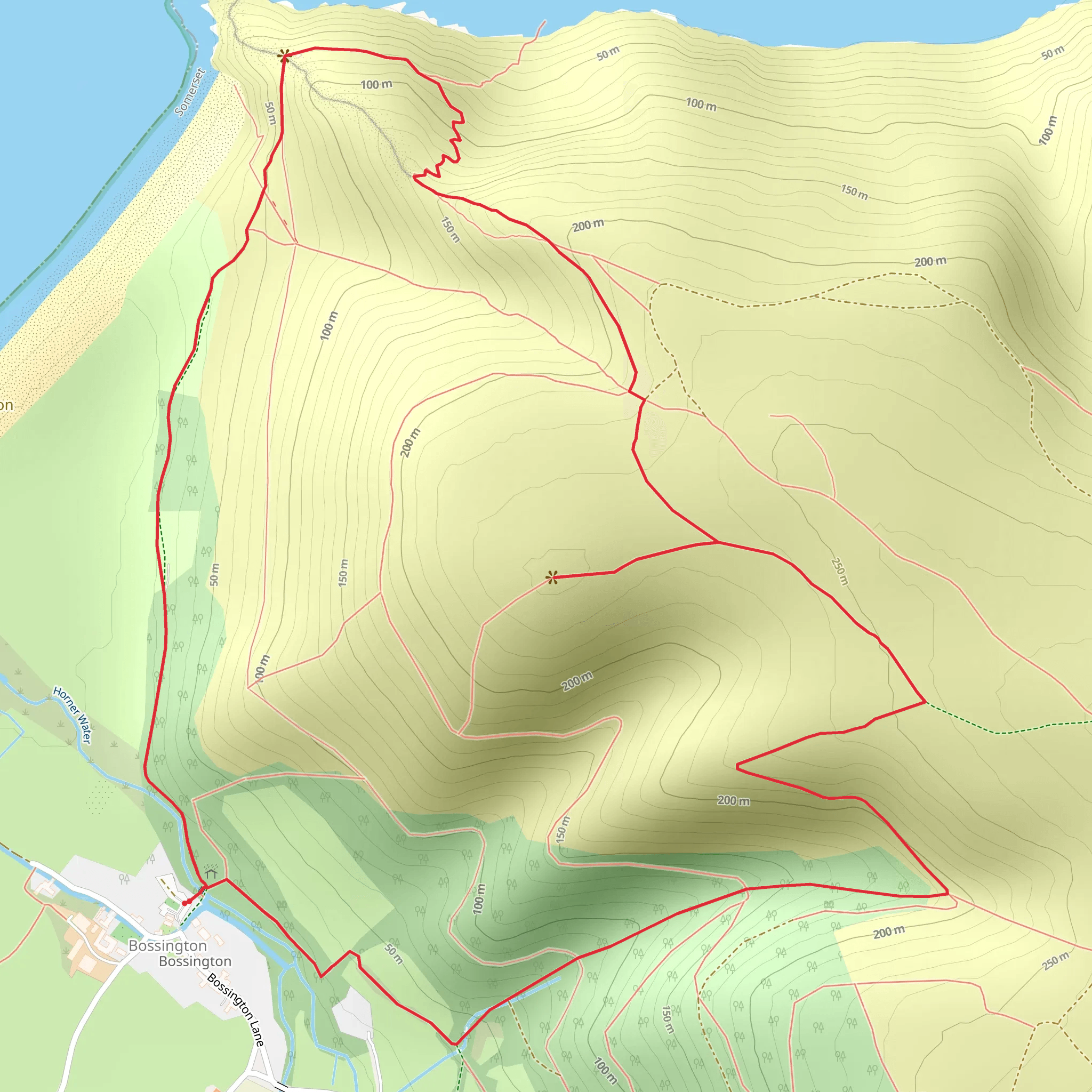 Bossington Hill and Hurlstone Combe Loop mobile static map