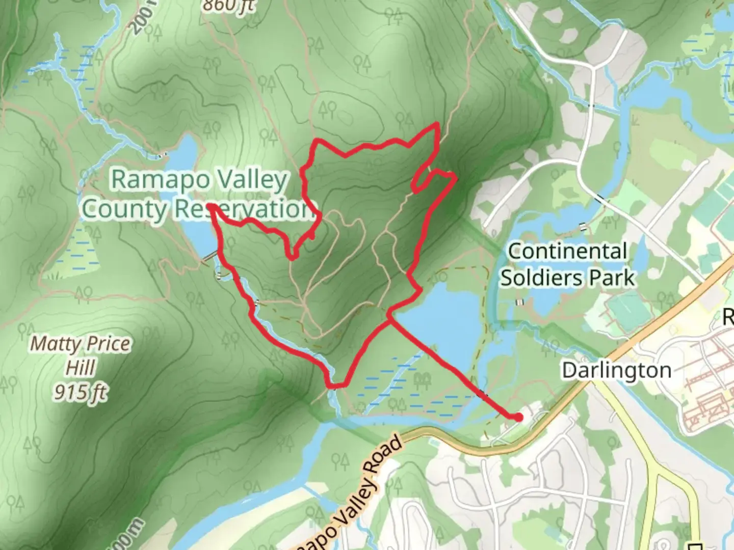 An image depicting the trail Vista Loop - Scarlet Oak Pond and its surrounding area.