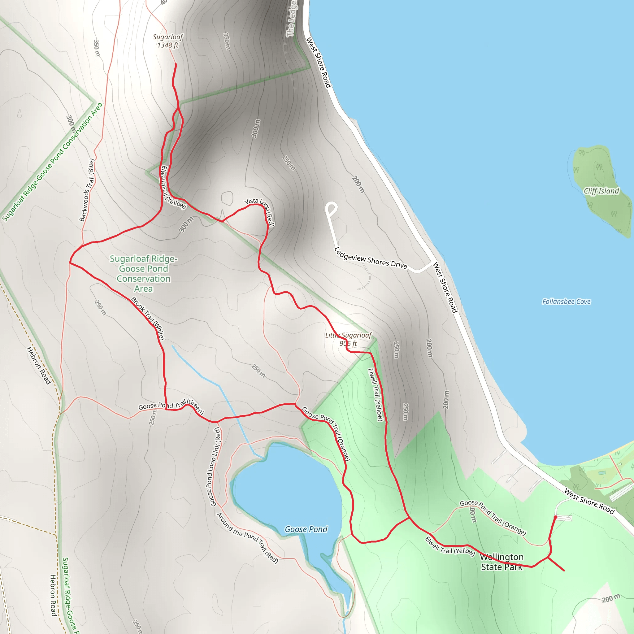 Little Sugarloaf, Sugarloaf and Goose Pond Loop Trail mobile static map