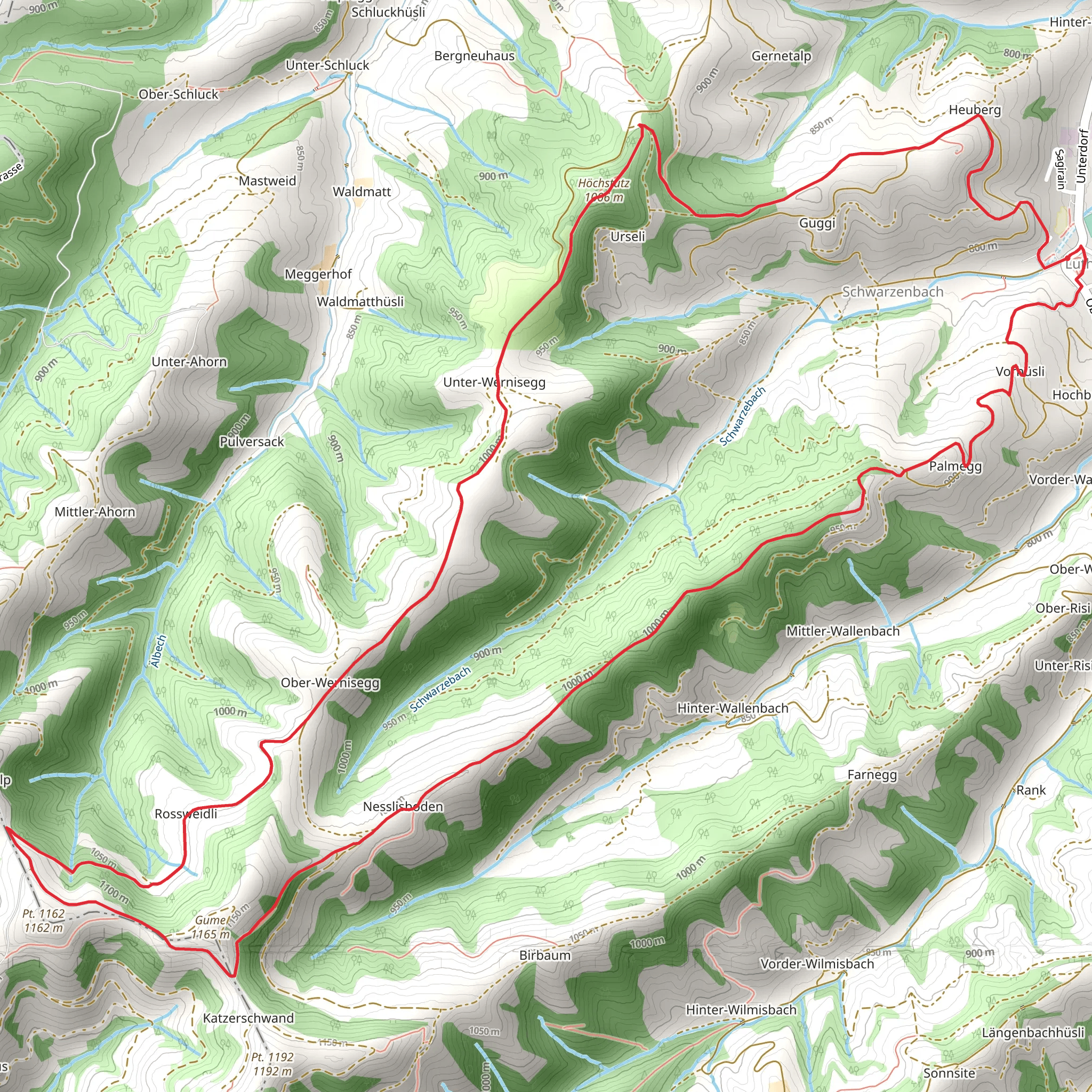 Rundwanderung Luthern - Heuberg - Nesslisbode mobile static map
