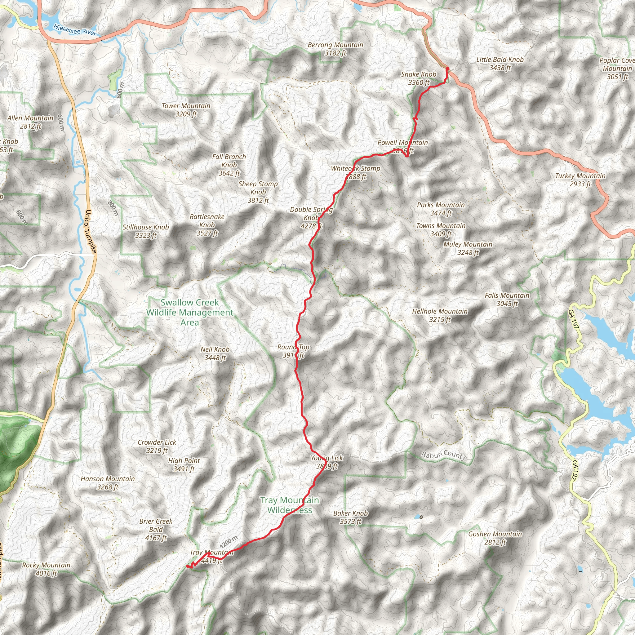 Appalachian Trail to Dick's Creek Gap mobile static map