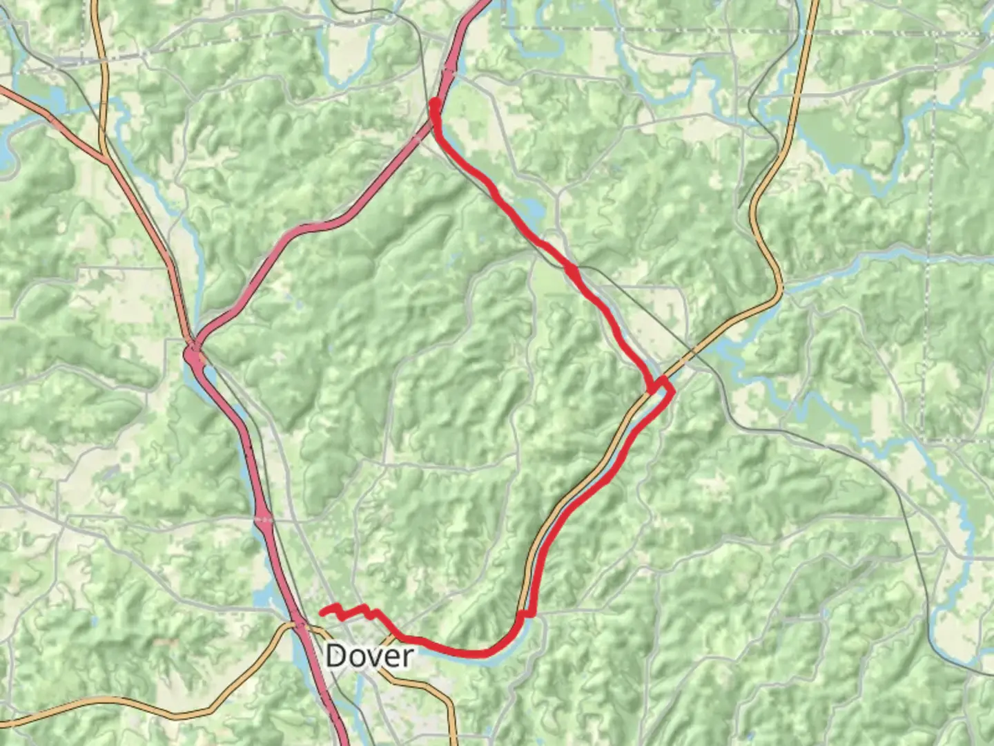 An image depicting the trail Fort Laurens State Memorial to Dover via Ohio and Erie Canal Towpath Trail and its surrounding area.