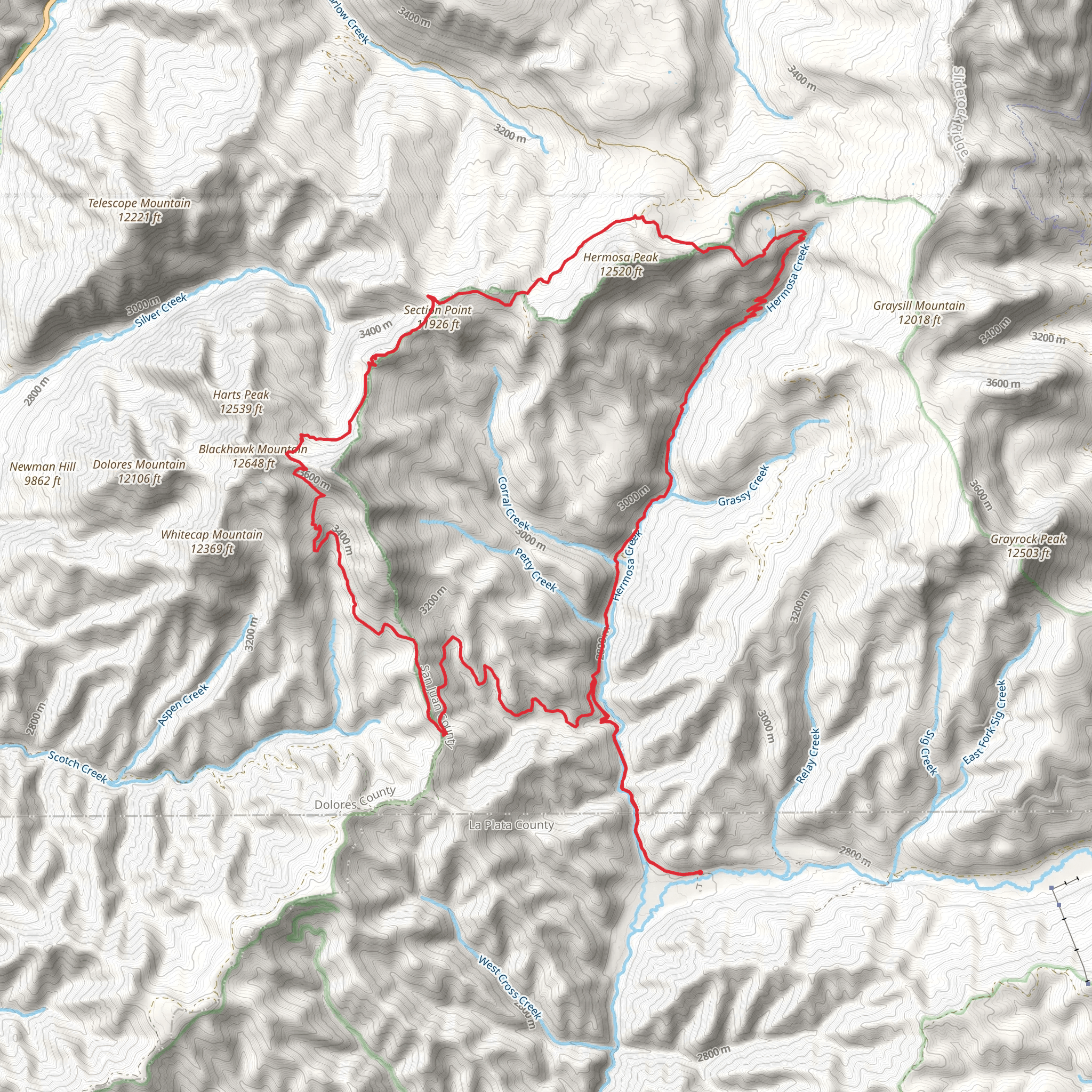 Hermosa Park Road and Blackhawk Co Loop Trail mobile static map