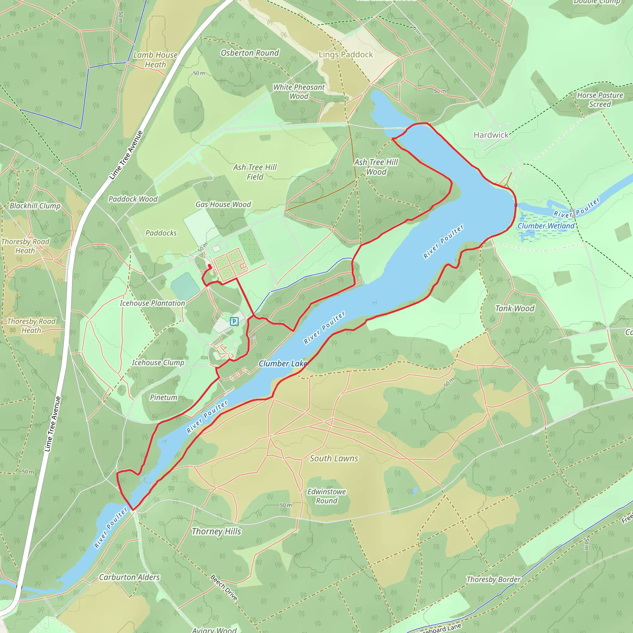 Clumber Lake Loop mobile static map