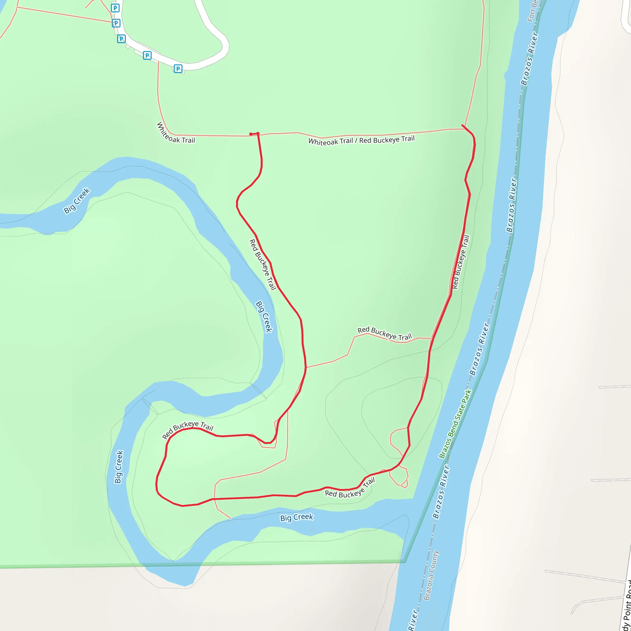 Big Creek and Brazos River mobile static map