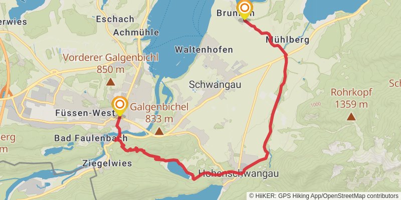 König Ludwig Weg stage 7 Map
