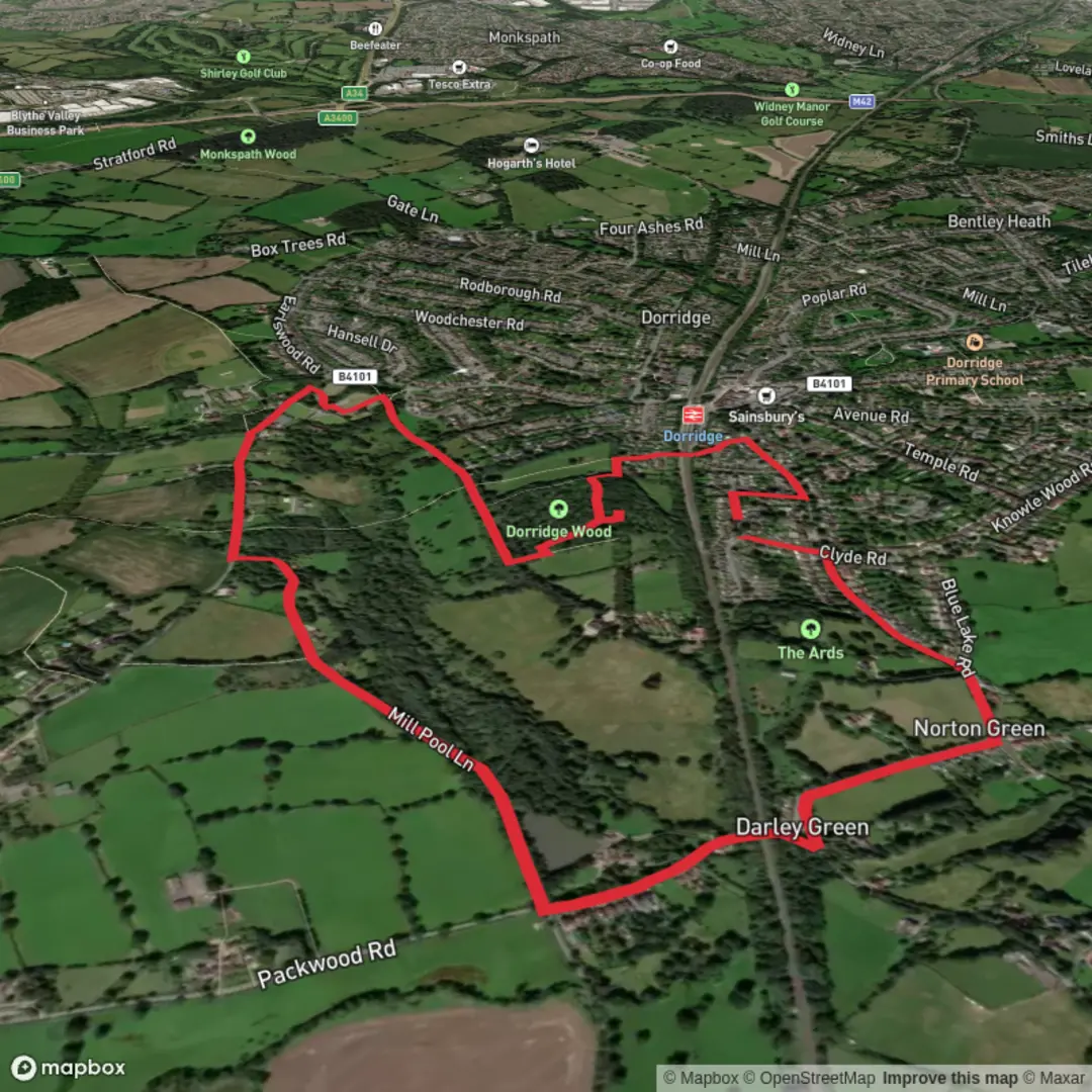 An image depicting the trail Dorridge Local Loop and its surrounding area.