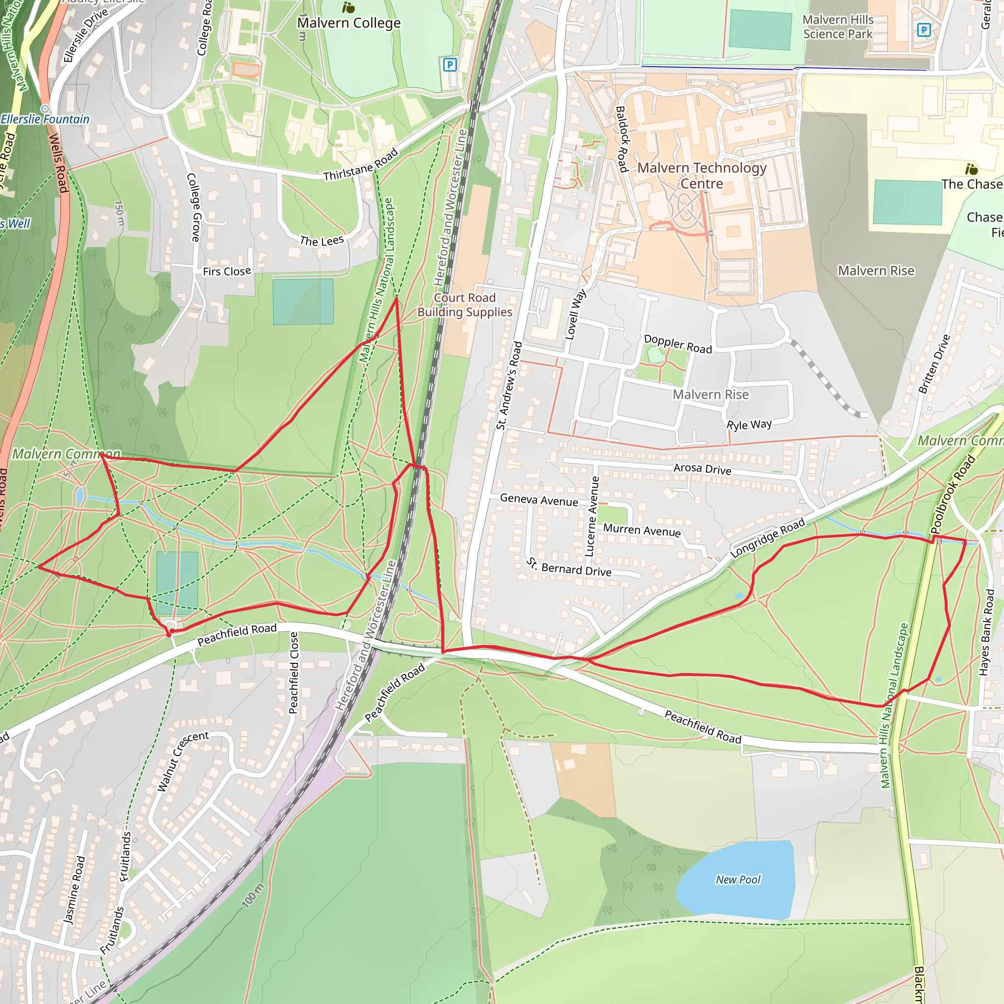 Malvern Common Loop mobile static map