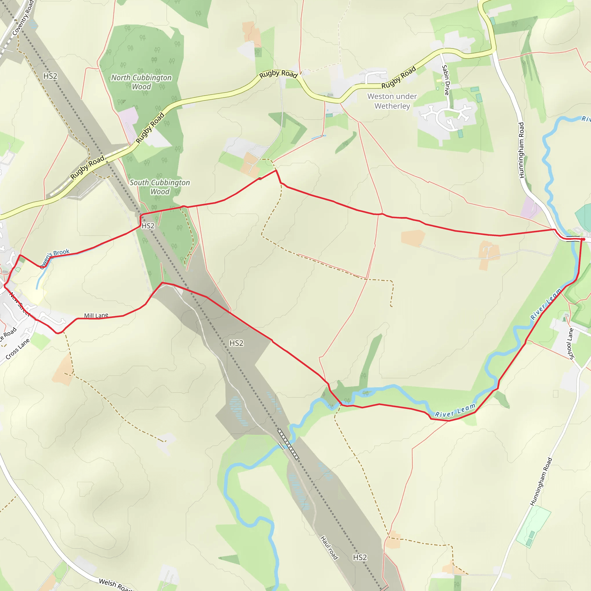 Hunningham Loop Walk mobile static map